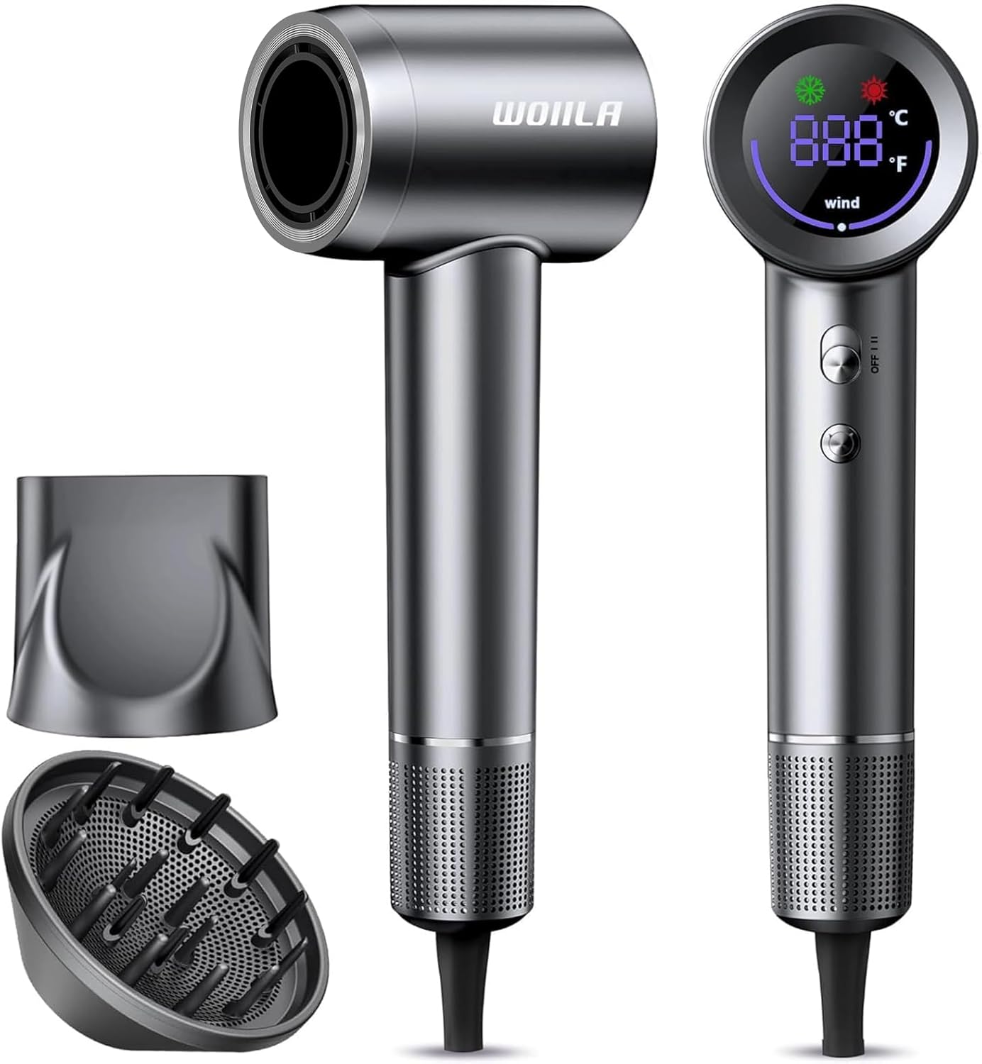 Hair Dryer,150000 RPM Professional High-Speed Blow Dryer 500 Millions Negative lonic Care Hair Dryer for Fast Drying, Low Noise Thermo-Control Hairdryer with Diffuser & Nozzle for Home Travel Salon
