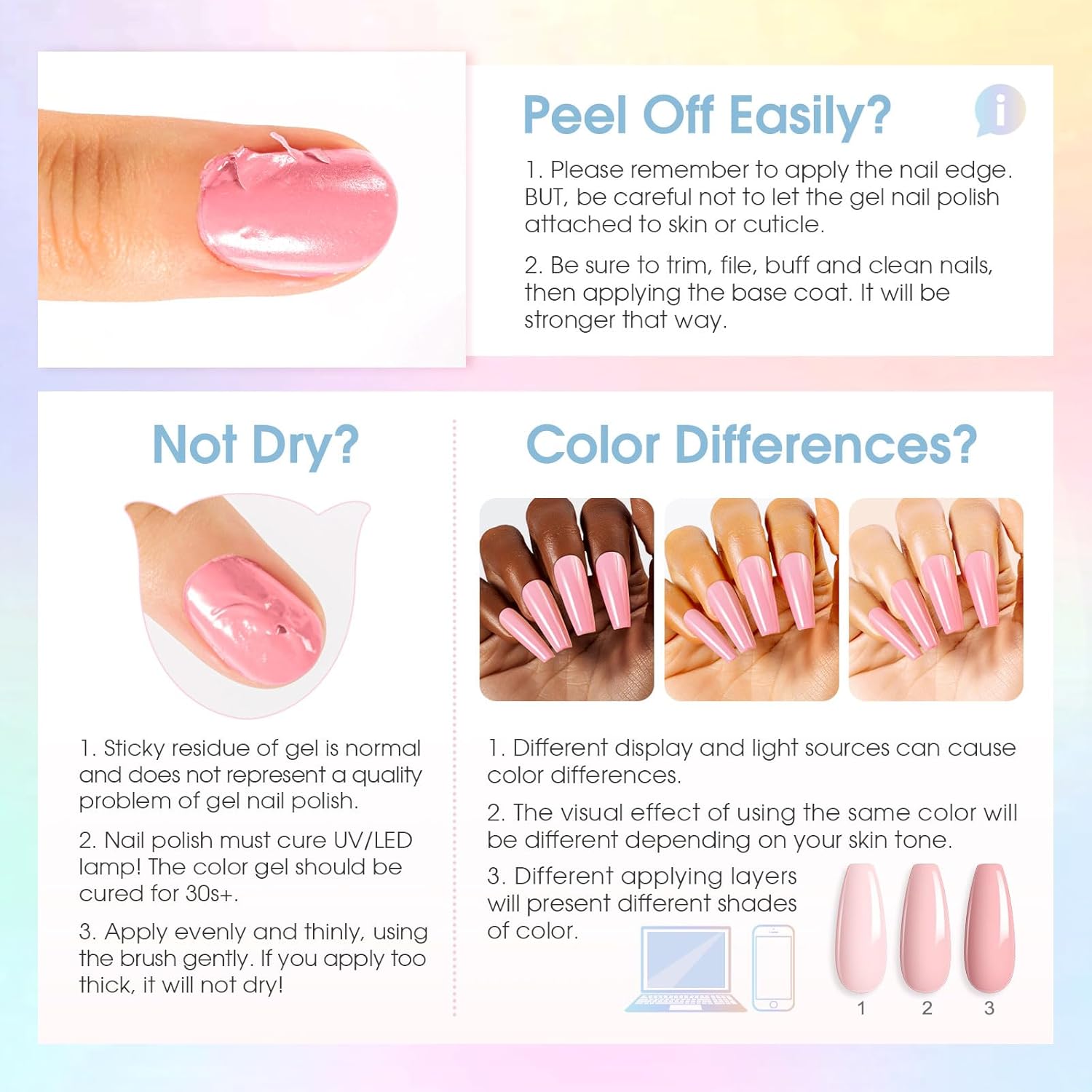 ROSALIND 30pcs Gel Nail Polish Set with Base Gel Top Coat (Glossy Matte and Glitter), 26 Neon Bright Colors Gel Polish Pastel Summer Nail Gel Polish Soak Off U V Manicure Rainbow for Women - Image 8