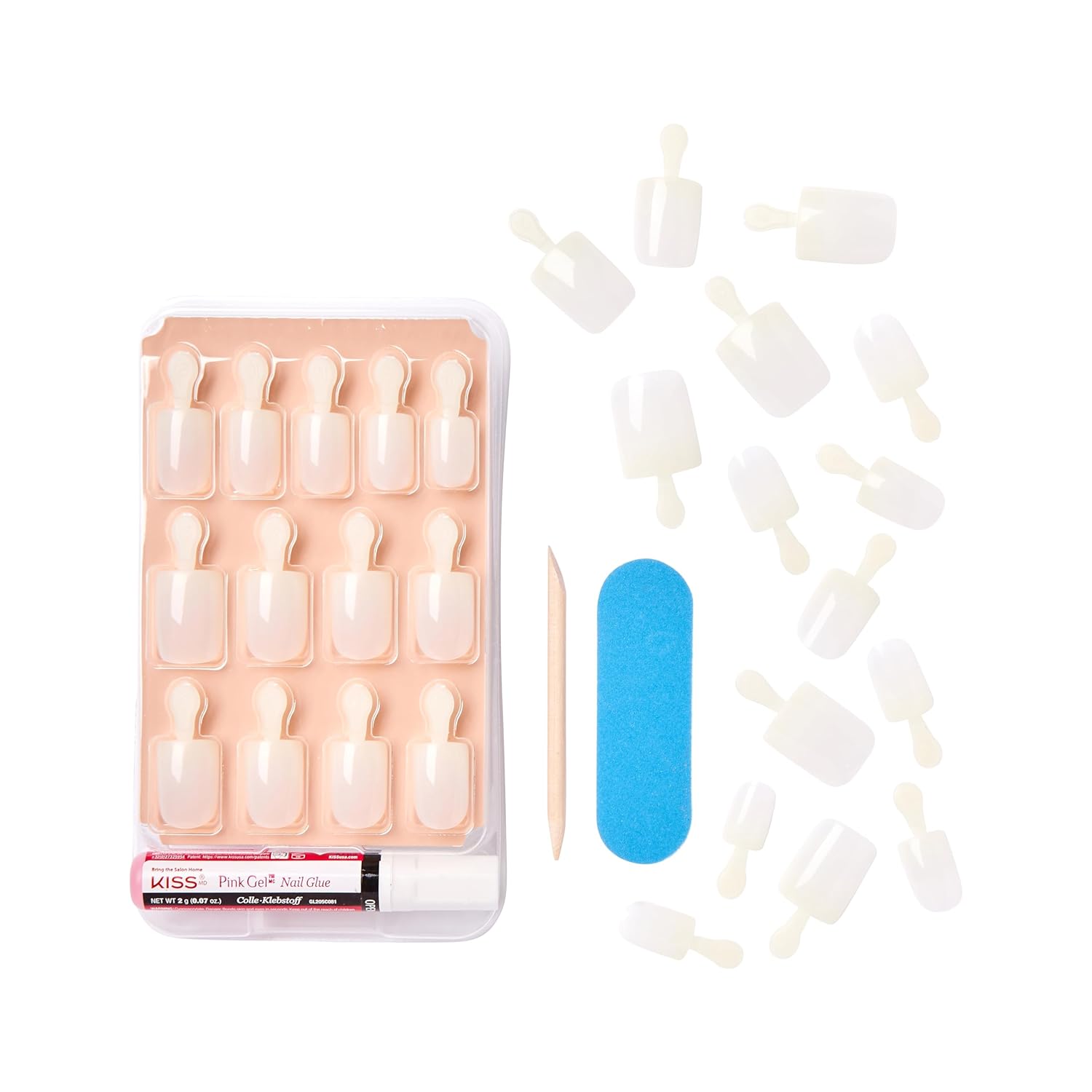 KISS Salon Acrylic Natural Press On Nails, Nail glue included, 'Rare', Nude, Short Size, Squoval Shape, Includes 28 Nails, 2g Glue, 1 Manicure Stick, 1 Mini File - Image 10