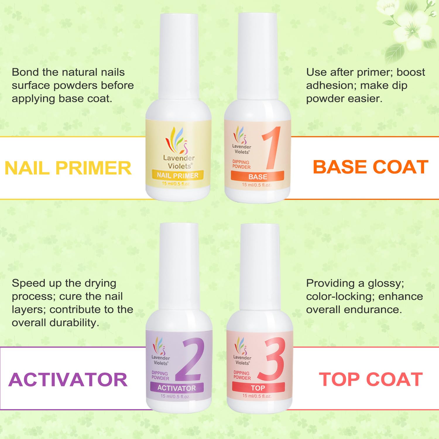 Lavender Violets 62 Pcs Dip Powder Nail Kit Starter, 48 Colors Nude Pink Brown Red Green Blue Purple Glitter with Dip Powder Liquid Set and Essential Manicure Tools for Nail Art Designs G902 - Image 9