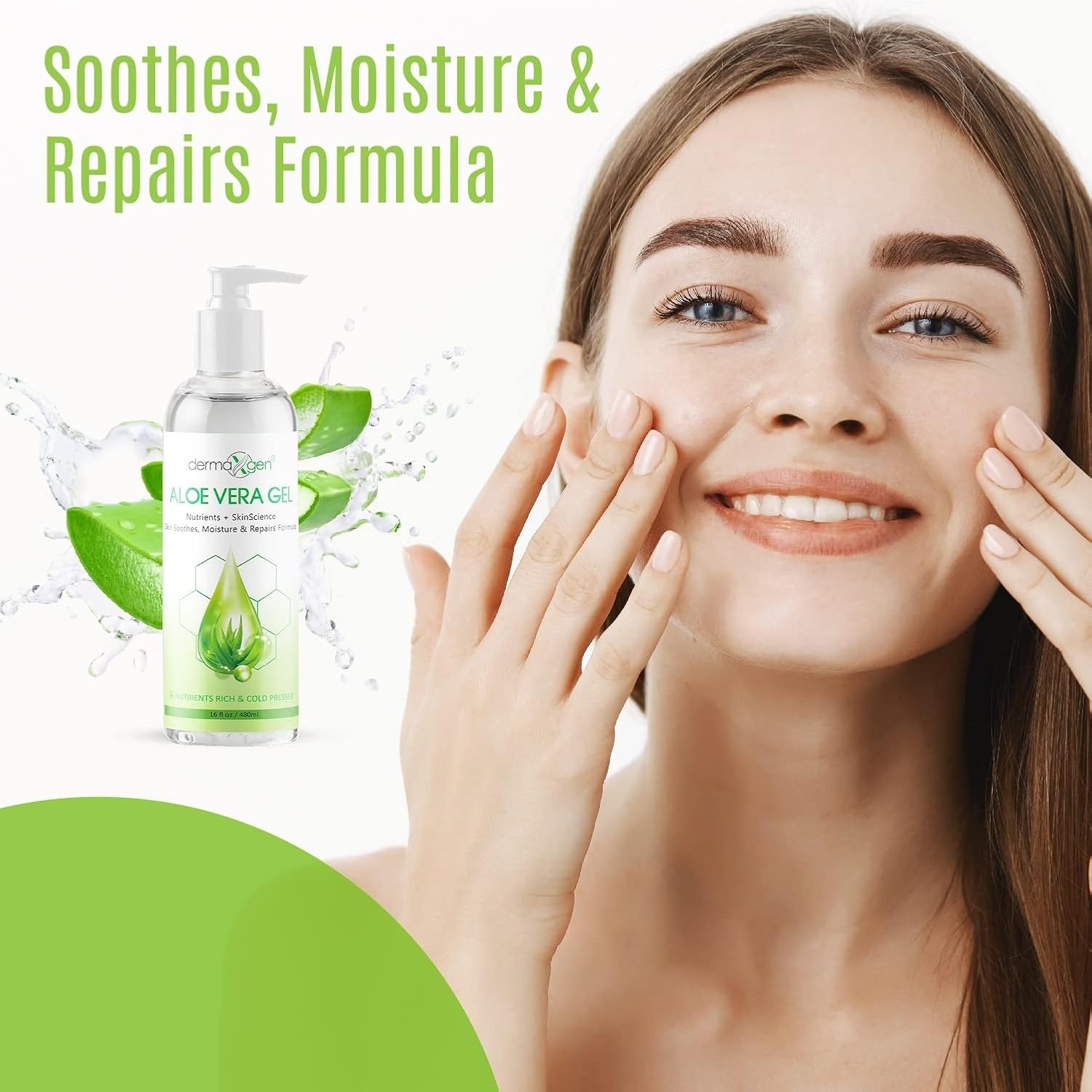 16oz Organic Aloe Vera Gel with Witch Hazel, Vitamin C, E - Soothing Moisturizer - Image 7