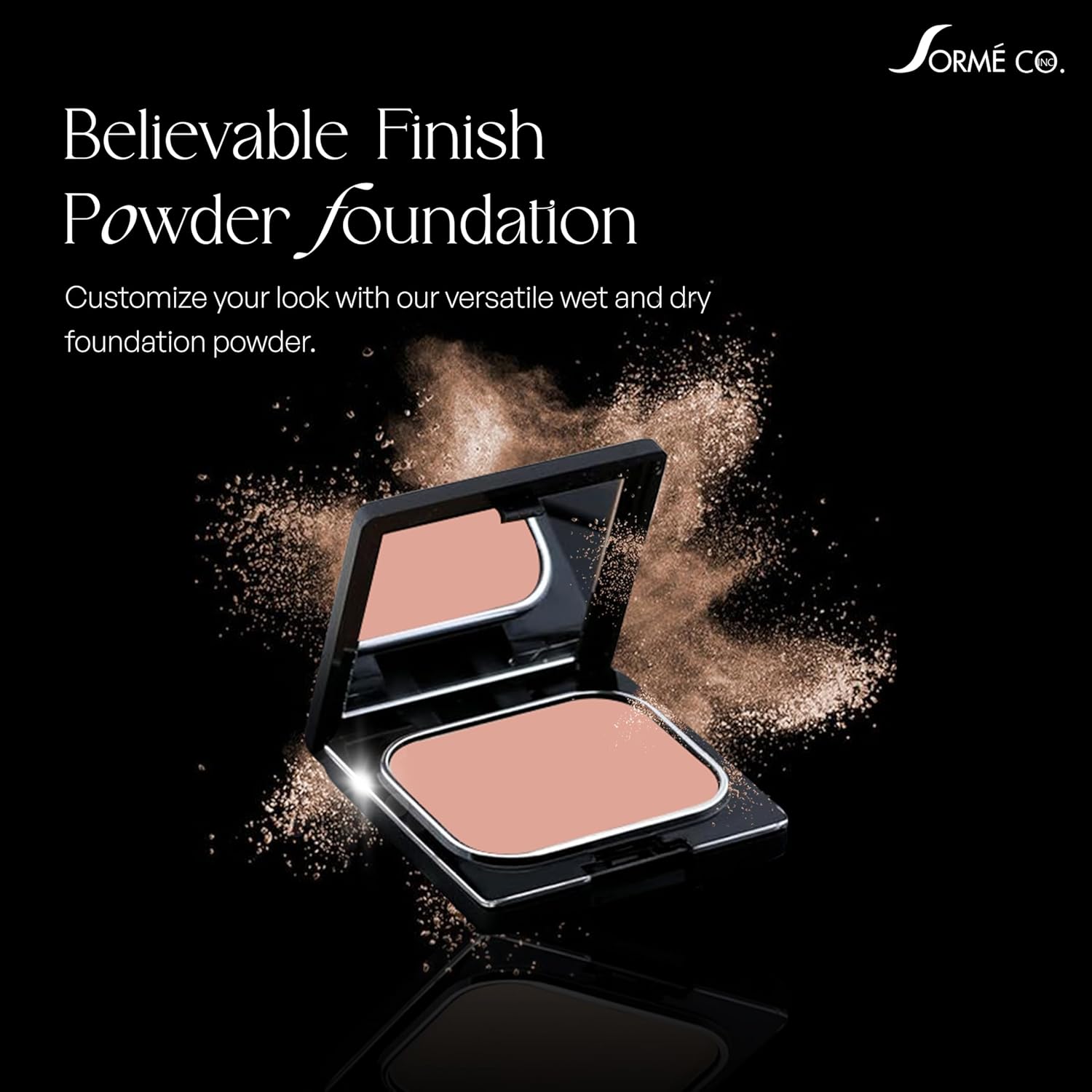 SORMÉ Believable Wet & Dry Finish Powder Foundation - Fragrance Free with Vitamin C - Hydrating, Rejuvenating with Alpha Hydroxy - Medium to Full Coverage - Flawless, Youthful & Dewy Finish - 25ml - Image 2