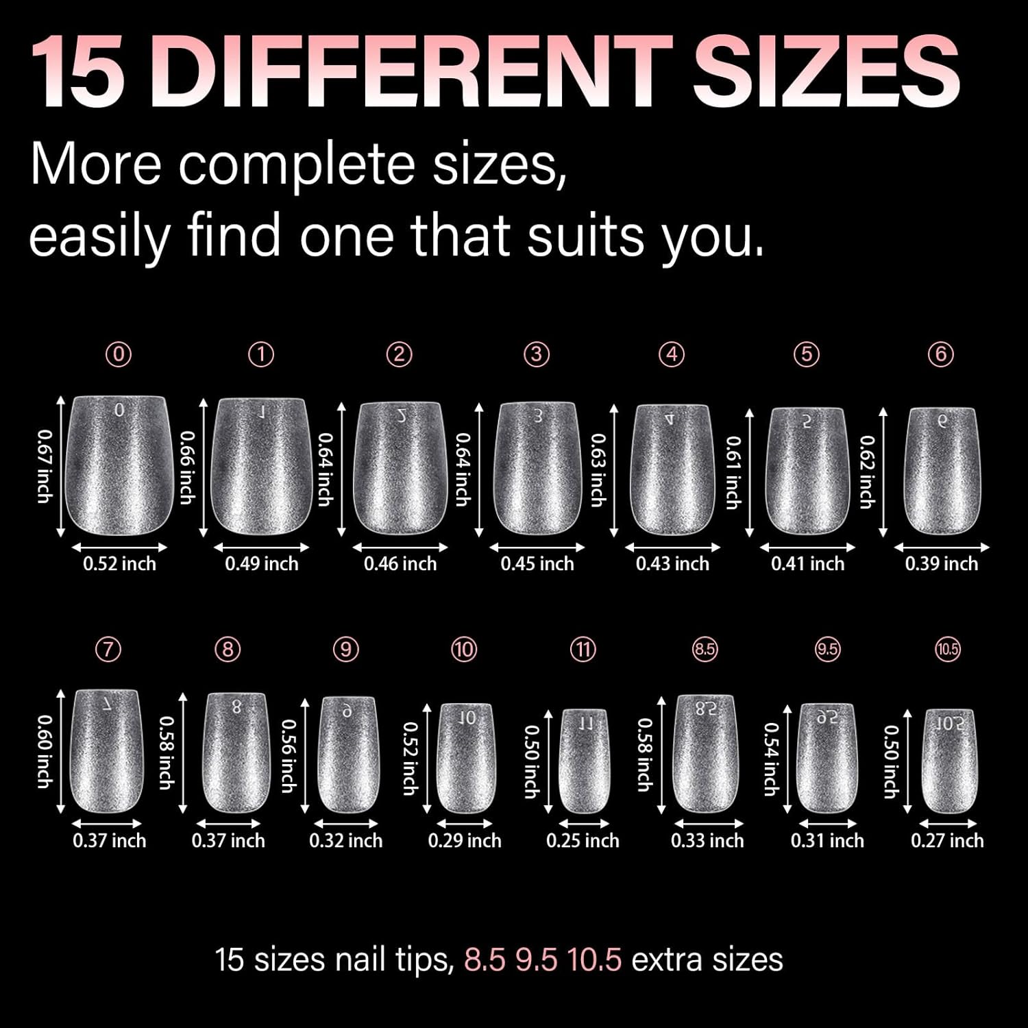 AILLSA Extra Short Coffin Nail Tips 15 Sizes Options Gel Nails Tips Full Cover Matte Prefiled Coffin Nails Tip Clear Soft Fake Nail Tip 240PCS with Storage Box - Image 5