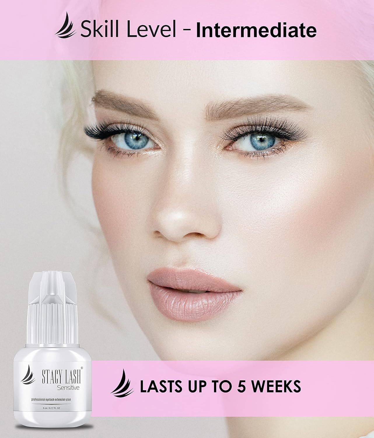 Sensitive Eyelash Extension Glue Stacy Lash 0.17fl.oz/5ml / 5-6 Sec Drying time/Retention – 4-5 Weeks/Black Adhesive/Professional Supplies - Image 8