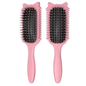 Curl Defining Brush, Curly Hair Brush for Curls Waves & Coils, Define, Volumize, Detangle Women Girls Curls, Reduce Hair Pulling Frizz, Fun Cat-Head Design, Pink