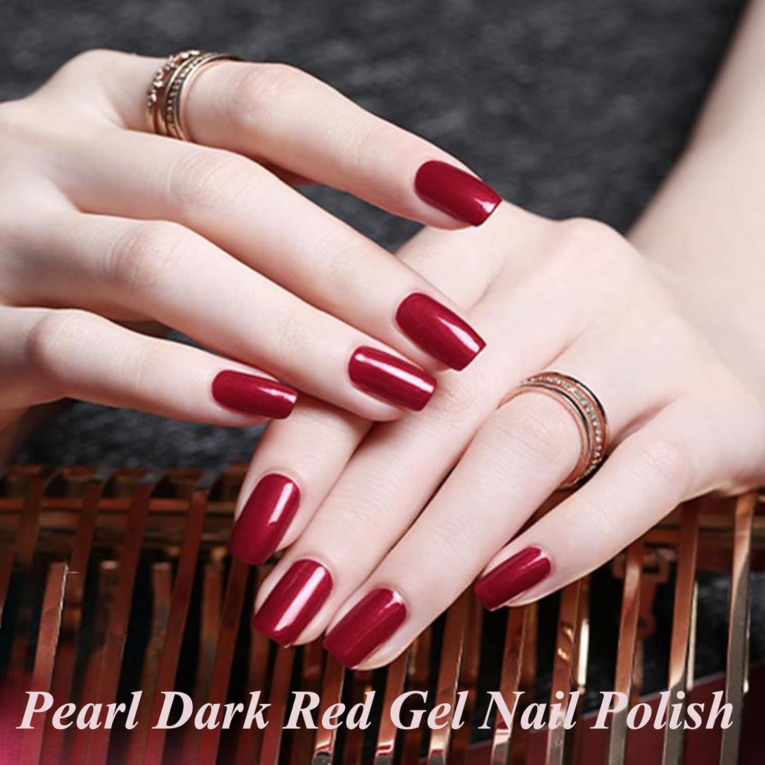 Pearl Gel Nail Polish - Quick Air Dry Wine Red, Burgundy, Long Wearing, Dark Red for Women & Girls - 12ML - Image 7