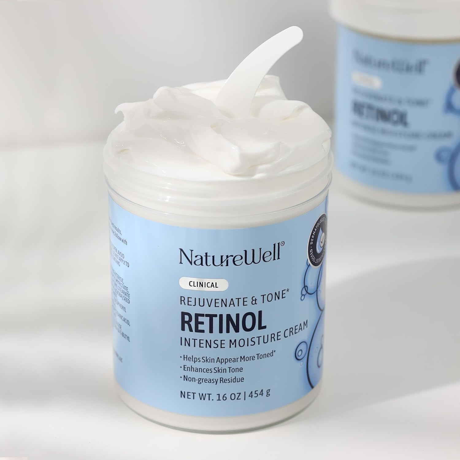 NATURE WELL Clinical Rejuvenate & Tone Retinol Intense Moisture Cream for Face, Body, & Hands, Anti-Aging, Targets Discoloration, Wrinkles, Sun Damage, Crepey, & Sagging Skin, 16 Oz - Image 8