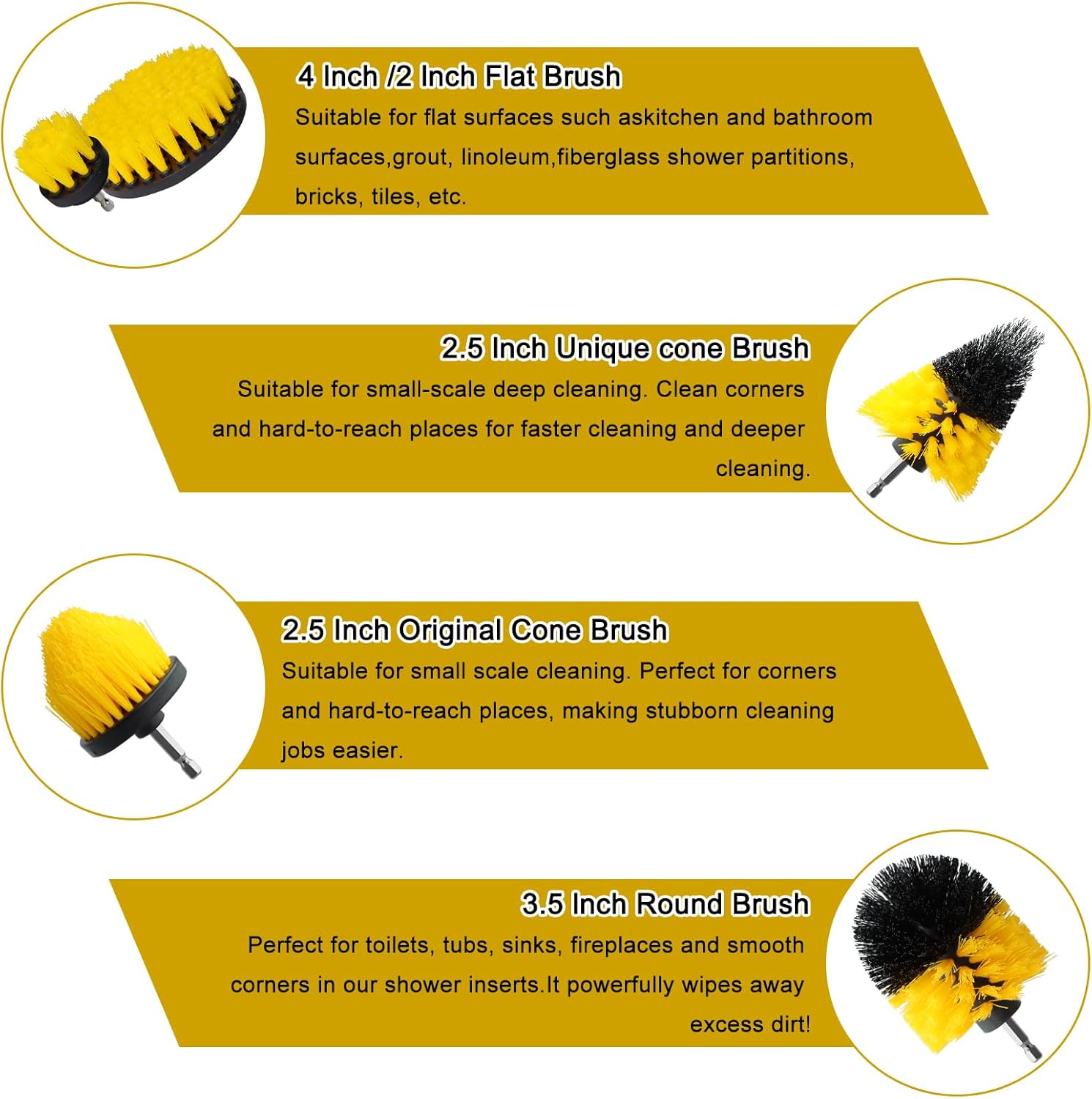18 Piece Deep Cleaning Drill Brush Attachment Set for Floors, Cars, and Sinks - Image 3