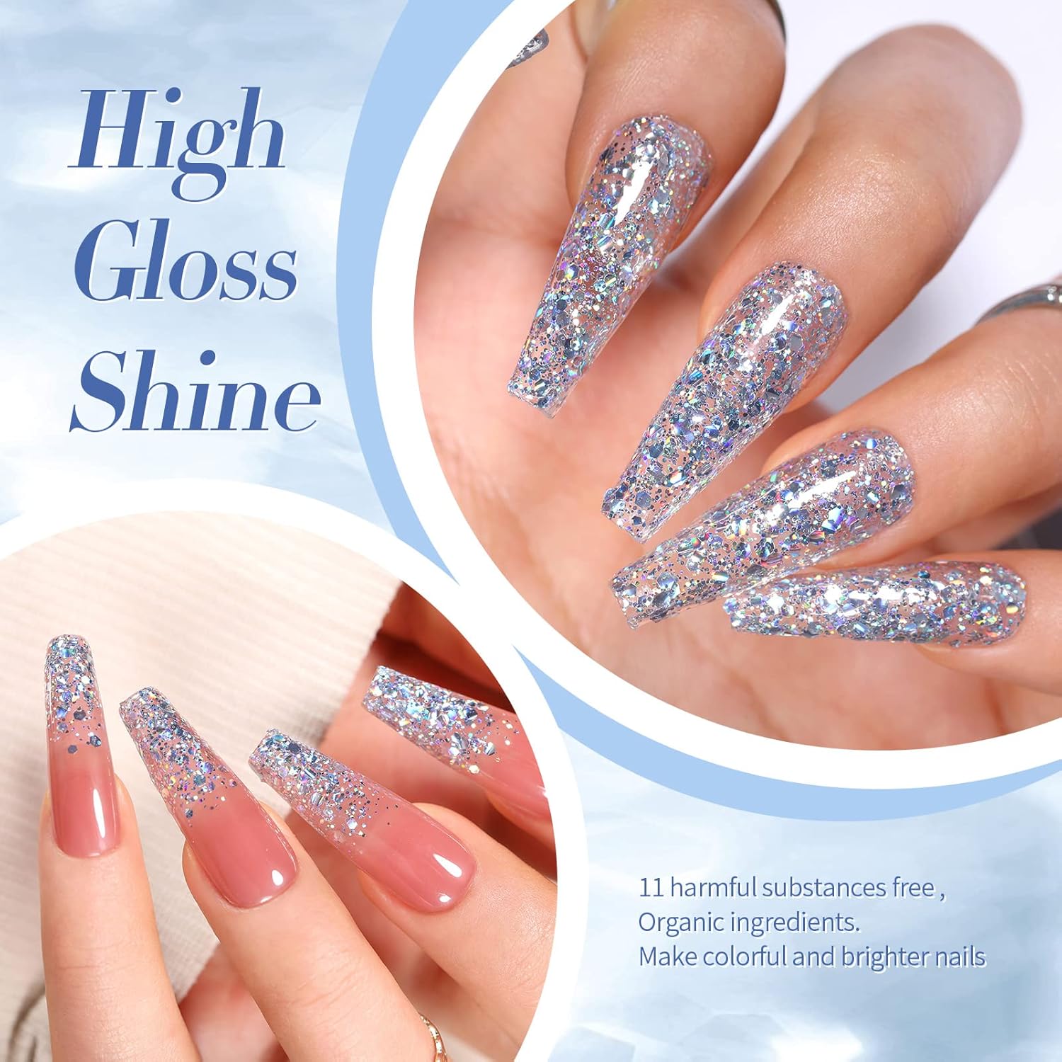 Born Pretty Holographic Nail Polish Silver Glitter Sequins Nail Polish 10ML - Image 6