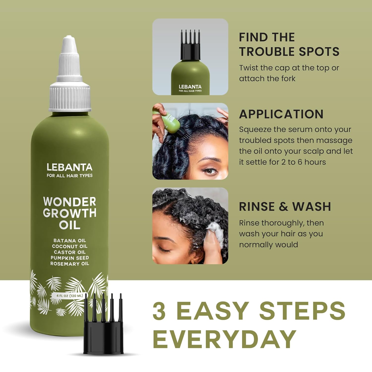 Batana Oil For Hair Growth - 100% Pure, Raw & Natural Blend With Organic Castor, Pumpkin Seed, Coconut and Rosemary Oil - Thicker, Stronger Hair For Men & Women Scalp (1 Pack) - Image 4