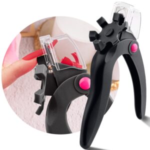 Adjustable Acrylic Nail Clippers with Sizer, Catcher and Length Measurement, Black Professional Dial Stainless Steel Blade Nail Tips Cutter, Fake Nail Trimmer, Manicure Tool for Salon Home