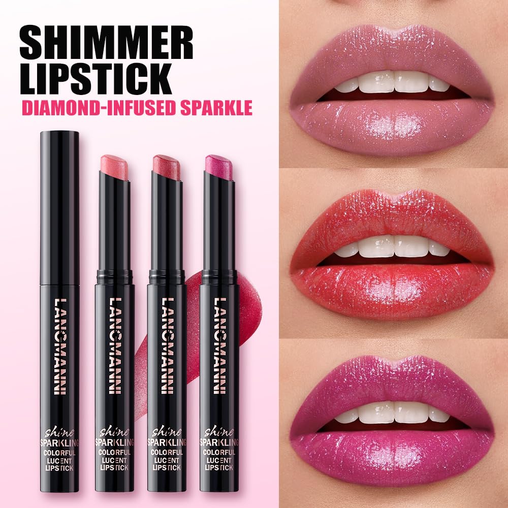 Jolilab 10Pcs Set Sparkling Lipstick Lip Gloss Long Lasting Waterproof Moisturizer Lip Balm Glitter Shimmer Metallic, Diamond Shiny Bold Glow Goth Lipstick for Women Girls, Non-sticky - Image 7