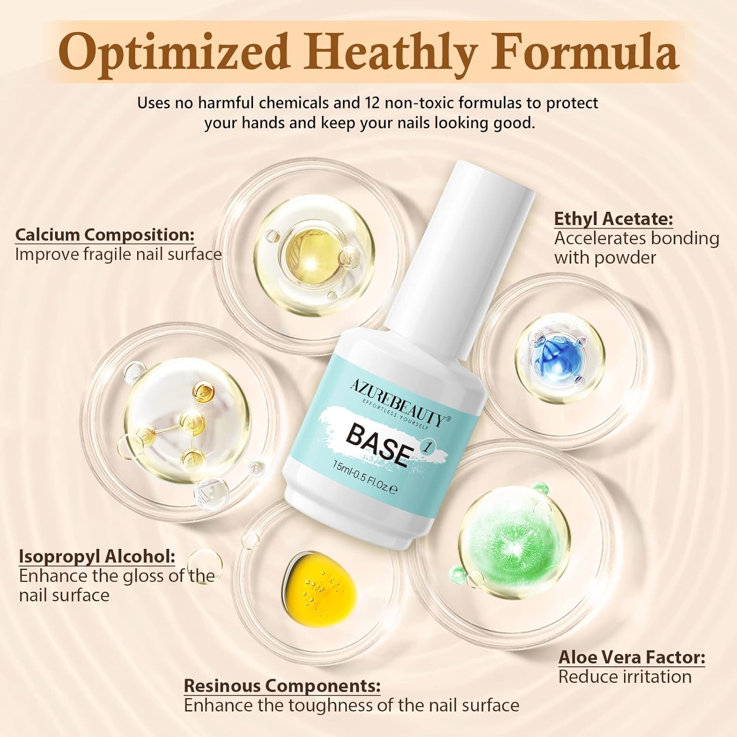 AZUREBEAUTY Dip Powder Liquid Set 15ml/0.5oz 8 Pcs Dipping Base Activator and Top Coat Brush Saver Nail File Necessary Tools for Dip Kit No Lamp Needed - Image 8