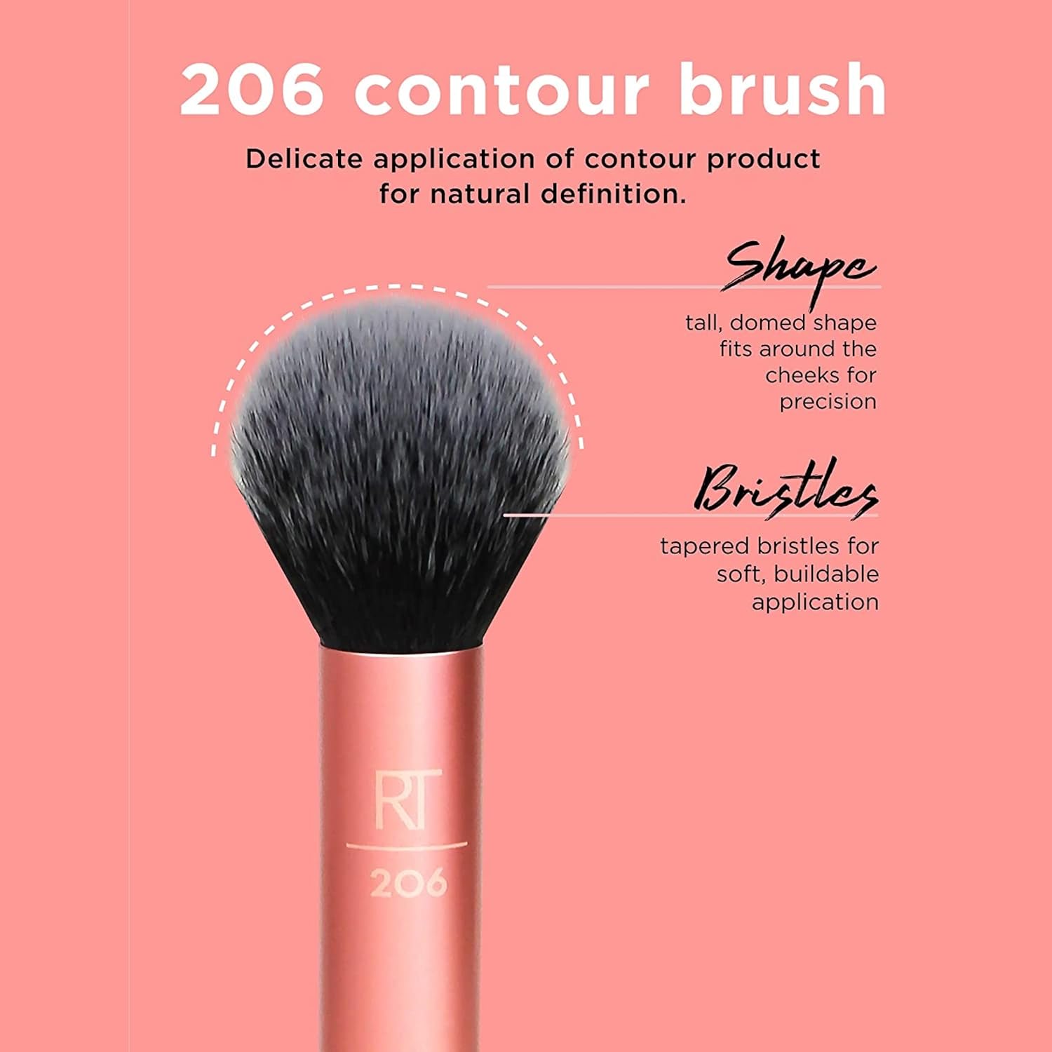 Real Techniques Flawless Base Brush Set With Ultra Plush Custom Cut Synthetic Bristles and Extended Aluminum Ferrules to Build Coverage for Every Makeup Application Need, Orange, 5 Piece - Image 4