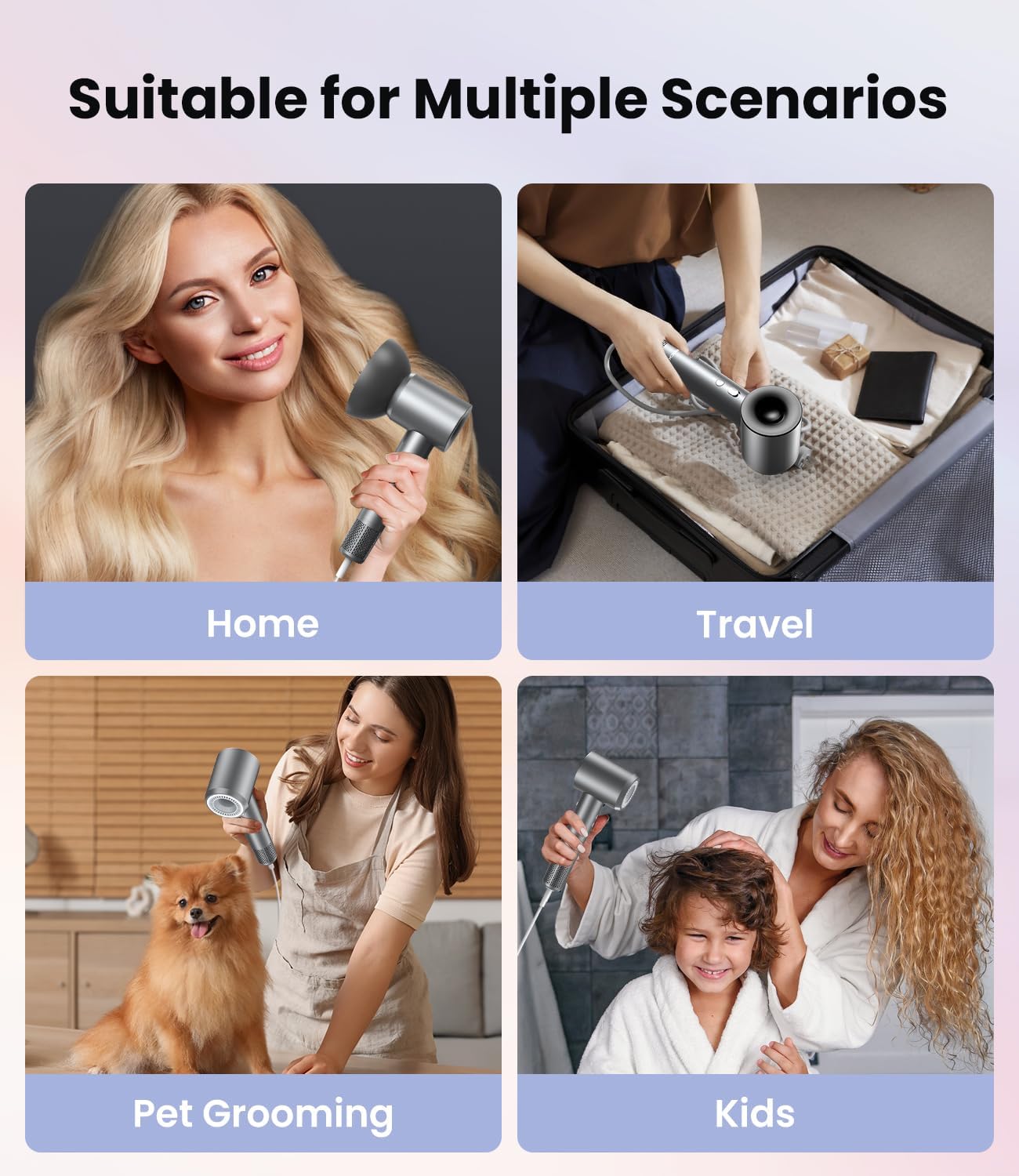 Hair Dryer: 150000 RPM Portable Professional High Speed Ionic Blow Dryer for Fast Drying, 500 Million Negative Ions Care & Heat Control & Low Noise with Magnetic Diffuser & Nozzle, 5 Temps & 3 Speeds - Image 8