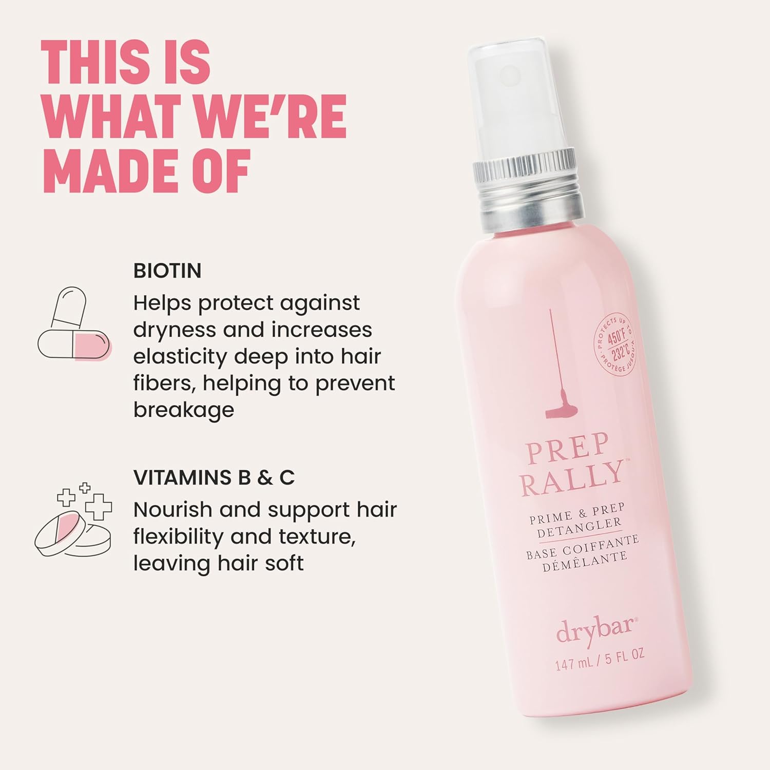 Drybar Prep Rally Prime & Prep Detangler | Nourishes Hair, Detangles with Ease, Leaves Hair Soft & Manageable, Protects Hair, Cruelty Free - Image 4