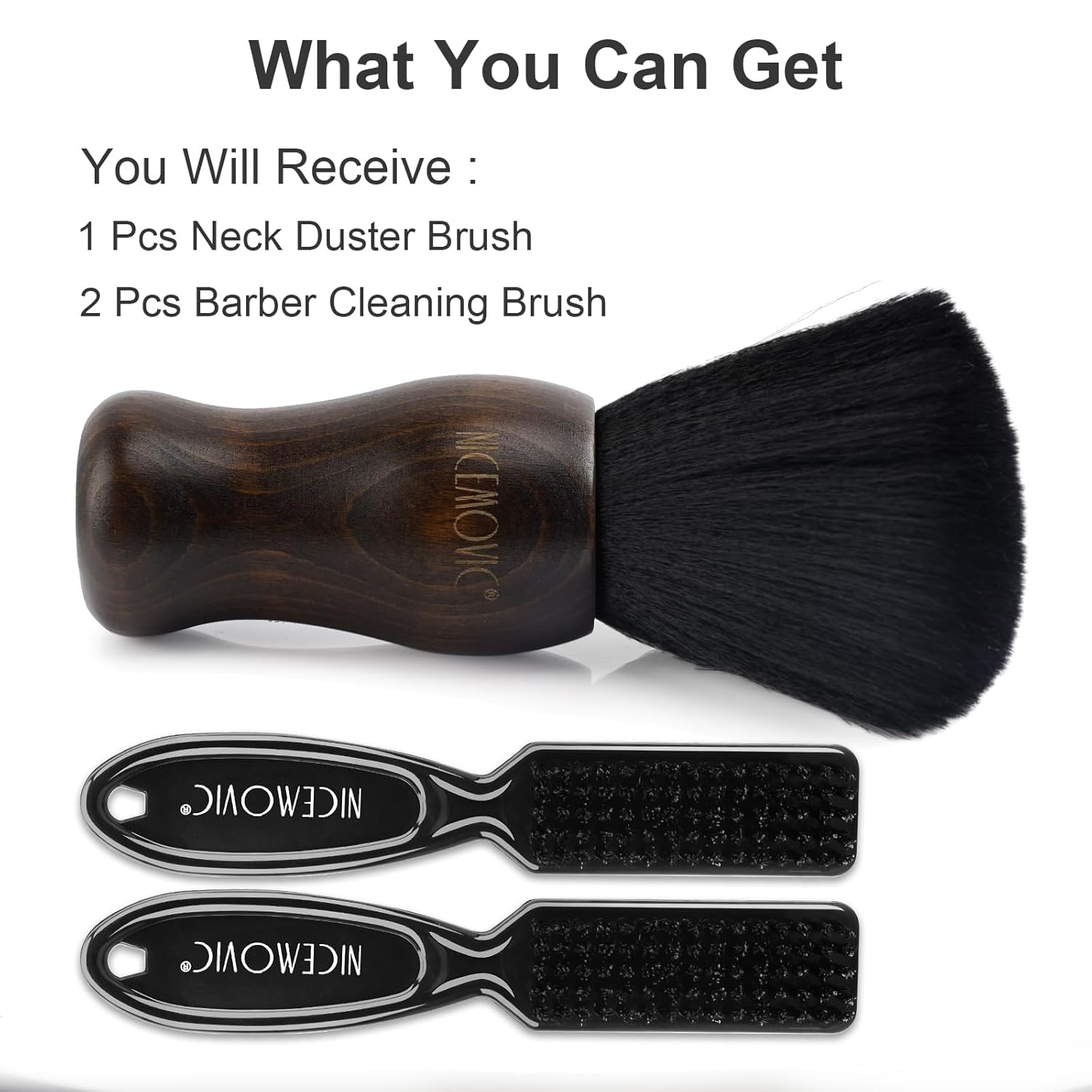 NICEMOVIC 3 IN 1 Barber Neck Duster Brush Set, Professional Barber Accessories Cleaning Supplies, Duster Nylon Brush Hair Cutting Styling Brush Tool (Brown&Black) - Image 7