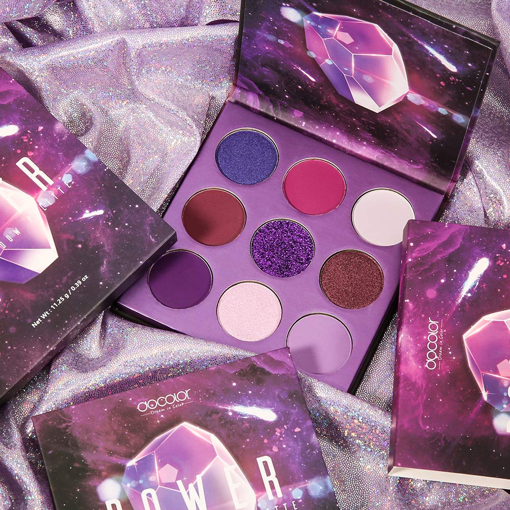 docolor Eyeshadow Palette 9 Colors Gemstone Shadow Palette Highly Pigmented Mattes Shimmers Naked Smokey Glitter Cream Colorful Powder Blendable Long Lasting Waterproof Makeup Palette-Purple - Image 6