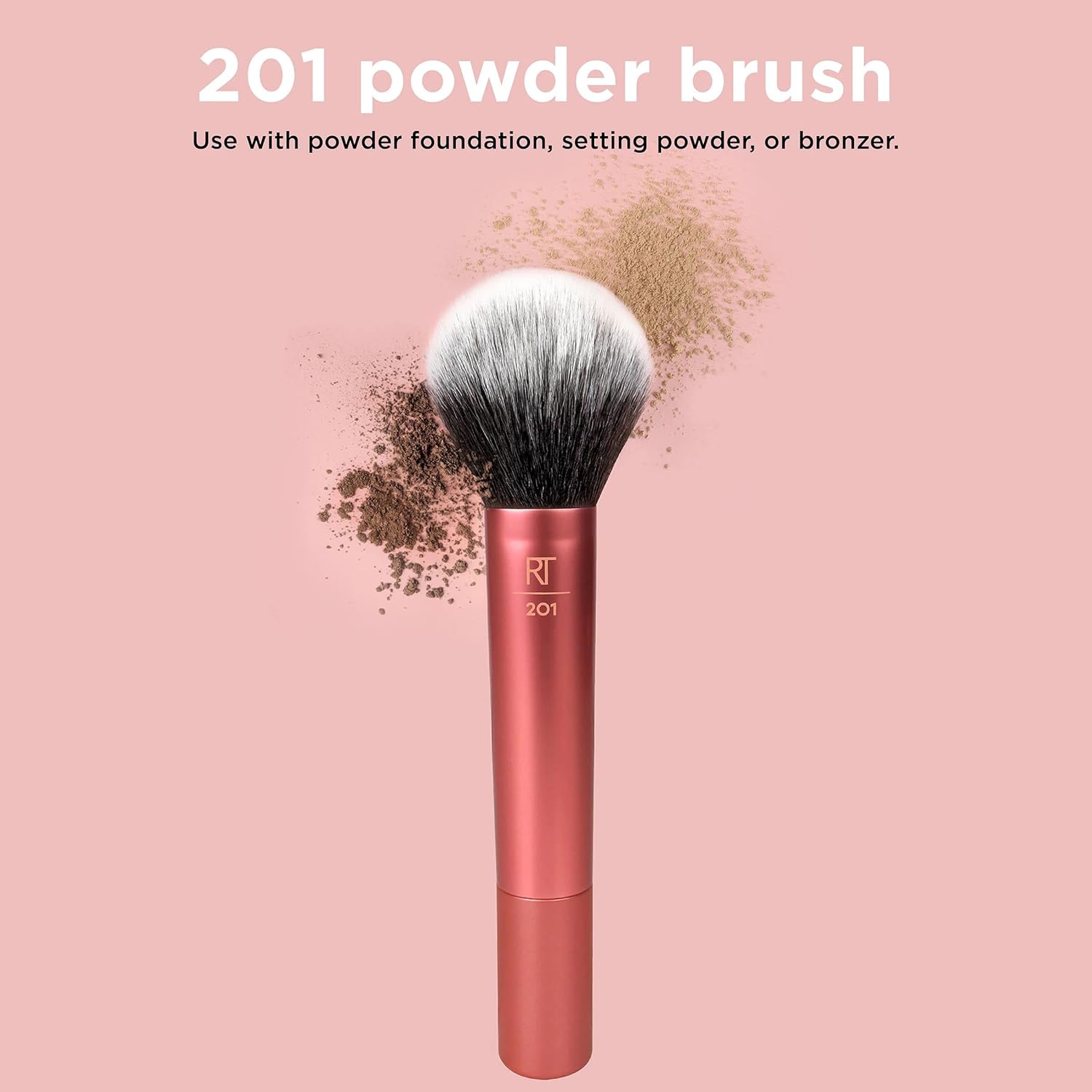 Real Techniques Ultra Plush Powder Makeup Brush, For Setting Powder, Bronzer, & Blush, Sheer, Buildable Coverage, Large, Fluffy Powder Brush, Vegan, Cruelty-Free & Synthetic Bristles, 1 Count - Image 3