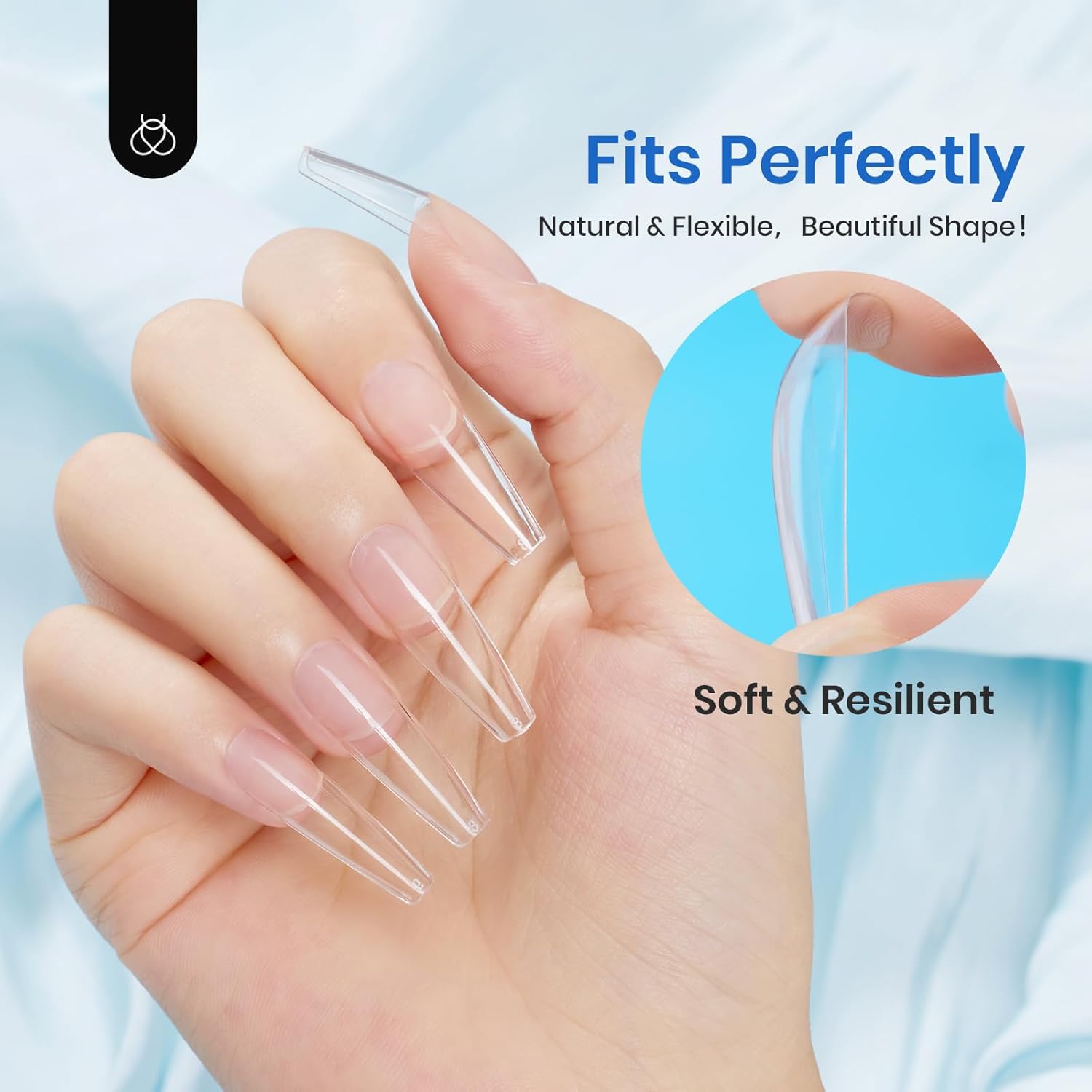 Beetles Acrylic Nails Kit 500Pcs Long Coffin Pre-Shaped Clear Full Cover Soft False Nails, Nail Tips Soak Off Easy Nail Extension Set for DIY Nails Art Home Gift for Women - Image 4