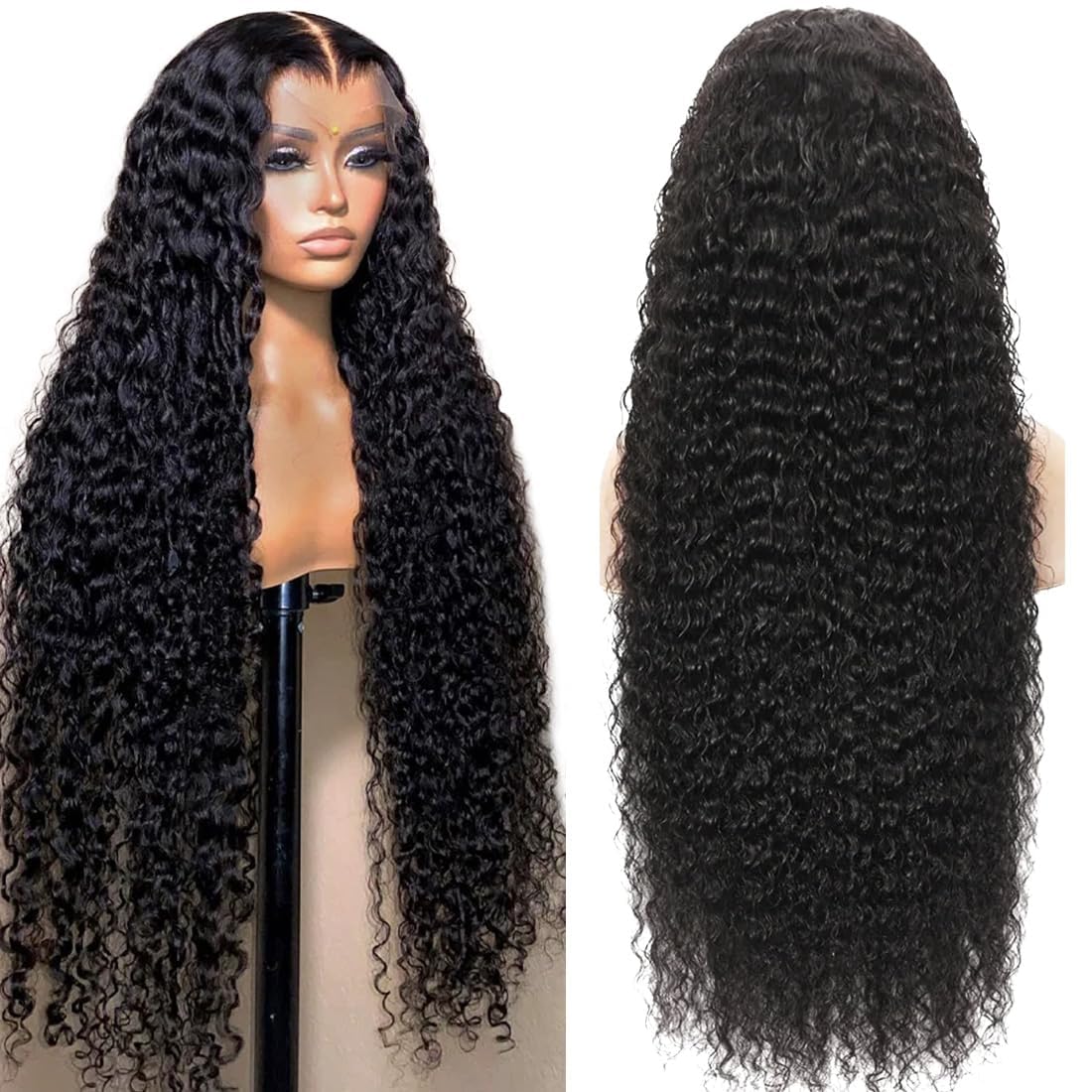 13x6 Deep Wave Lace Front Wigs Human Hair 200% Density Pre Plucked 13x6 HD Transparent Curly Lace Frontal Wig for Women Virgin Brazilian Human Hair Wet n Wavy Wig Realistic Looking 24 Inch - Image 2