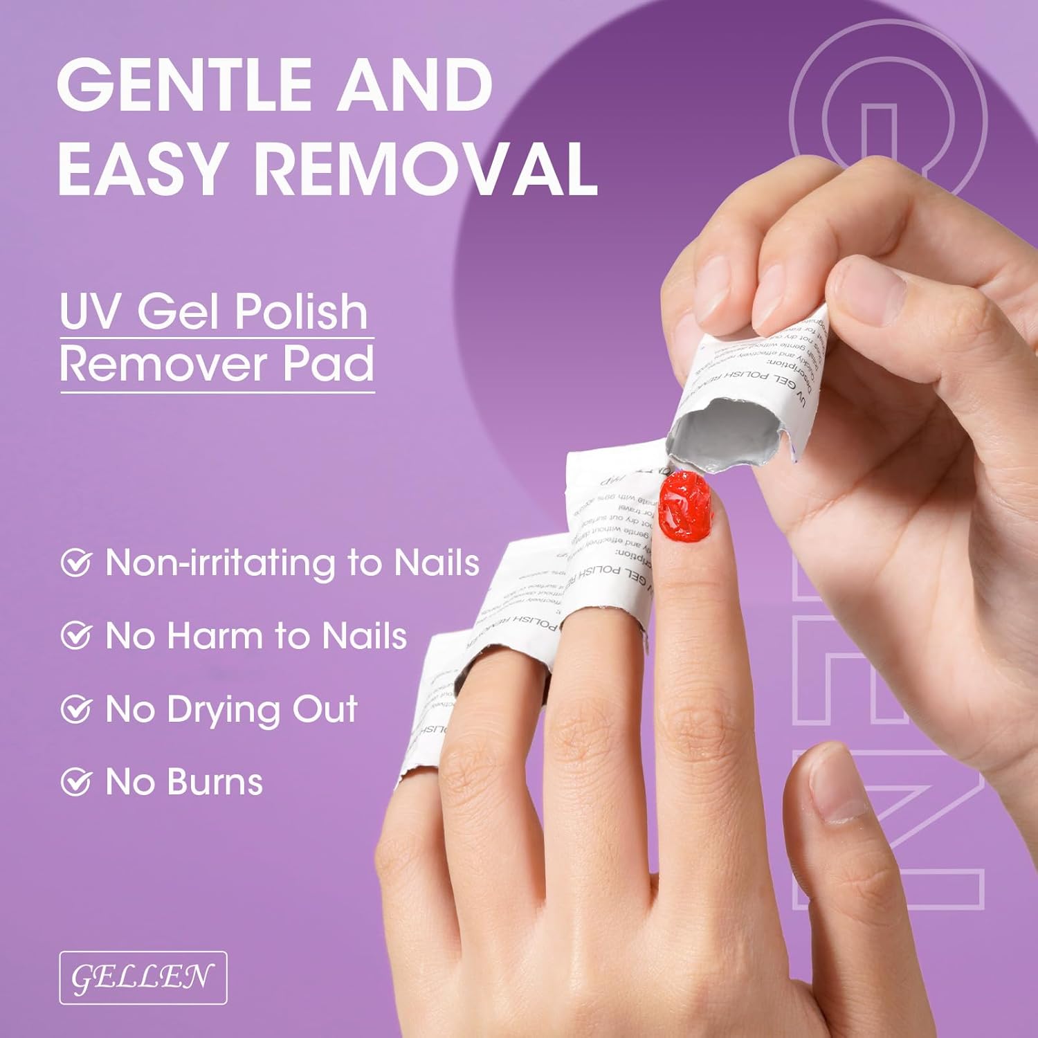 GELLEN Acetone Gel Polish Remover Pads, Professional Nail Polish Remover Pads, 200 Pack Travel Bulk Set with Tools, Individually Wrapped Quick & Effective Soak Off Gel Remover for Salon Home - Image 3