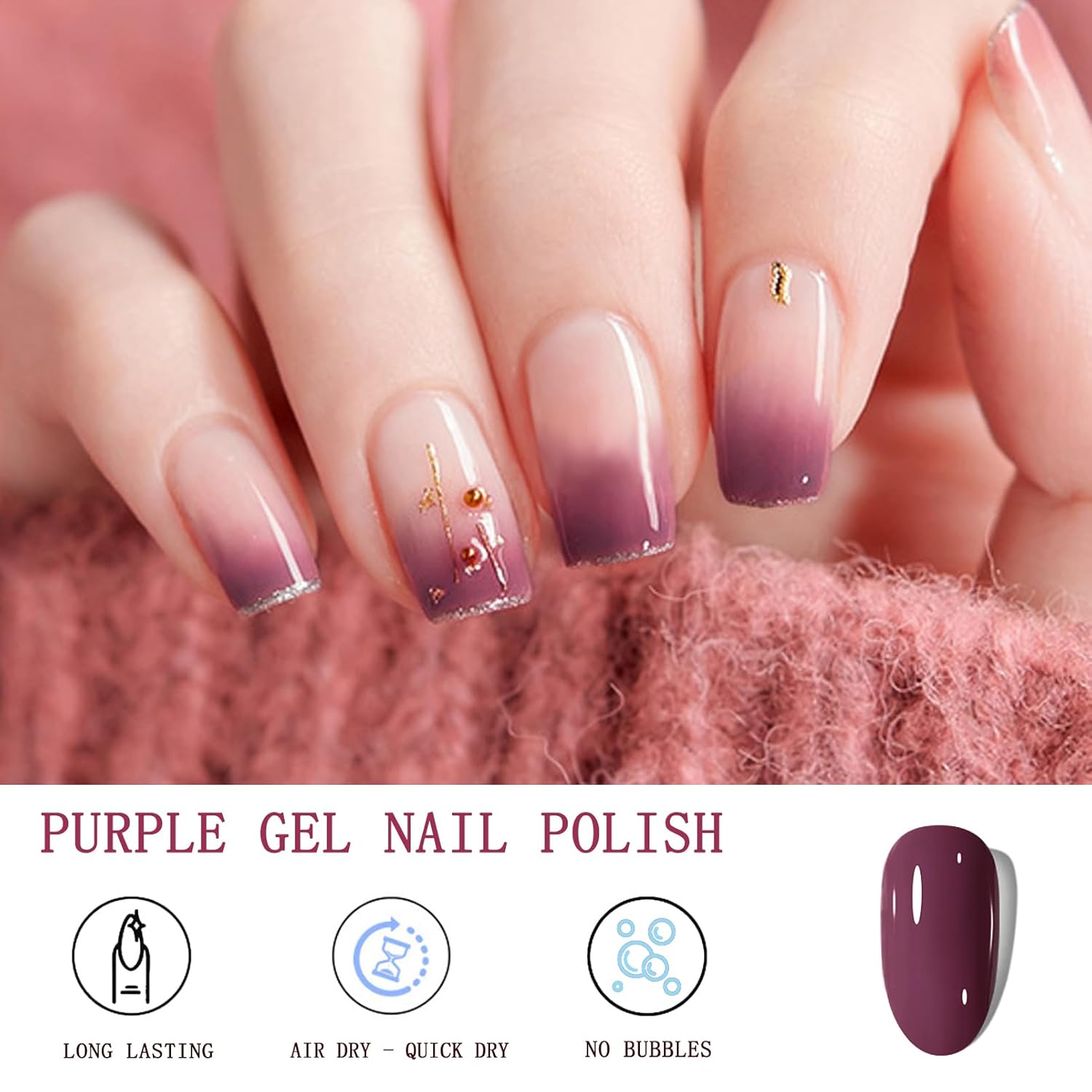 Jelly Purple Nail Polish - Quick Dry, Long Lasting Dark Purple Gel Nail Polish for Women and Girls - Image 4