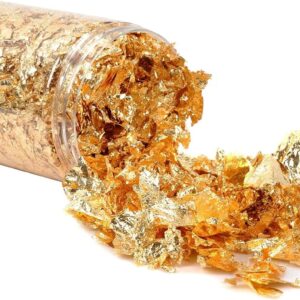 Gold Leaf Flakes,Gold Foil Flakes for Resin，10g Metallic Foil Flakes，for Nail Art, Painting, Crafts, Resin Jewelry Making ， DIY Crafts，Slime and Resin Jewelry Making