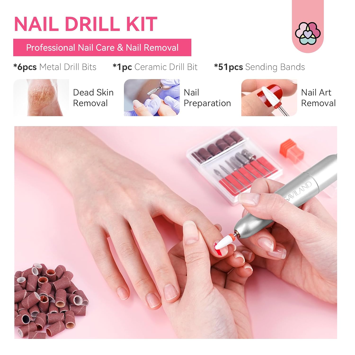 SAVILAND Acrylic Nail Kit with Drill: Professional Nail Kit Acrylic Set for Beginners with Everything Gel Polish U V Light Decorations for Home Salon Gift Set - Image 4
