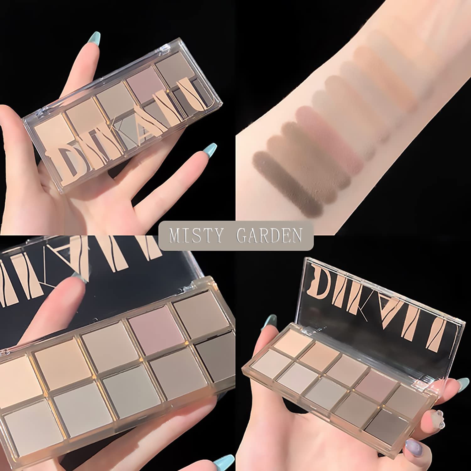 10 Color Matte Eyeshadow Palette High Pigment with 3 Natural Look Brushes - Image 2