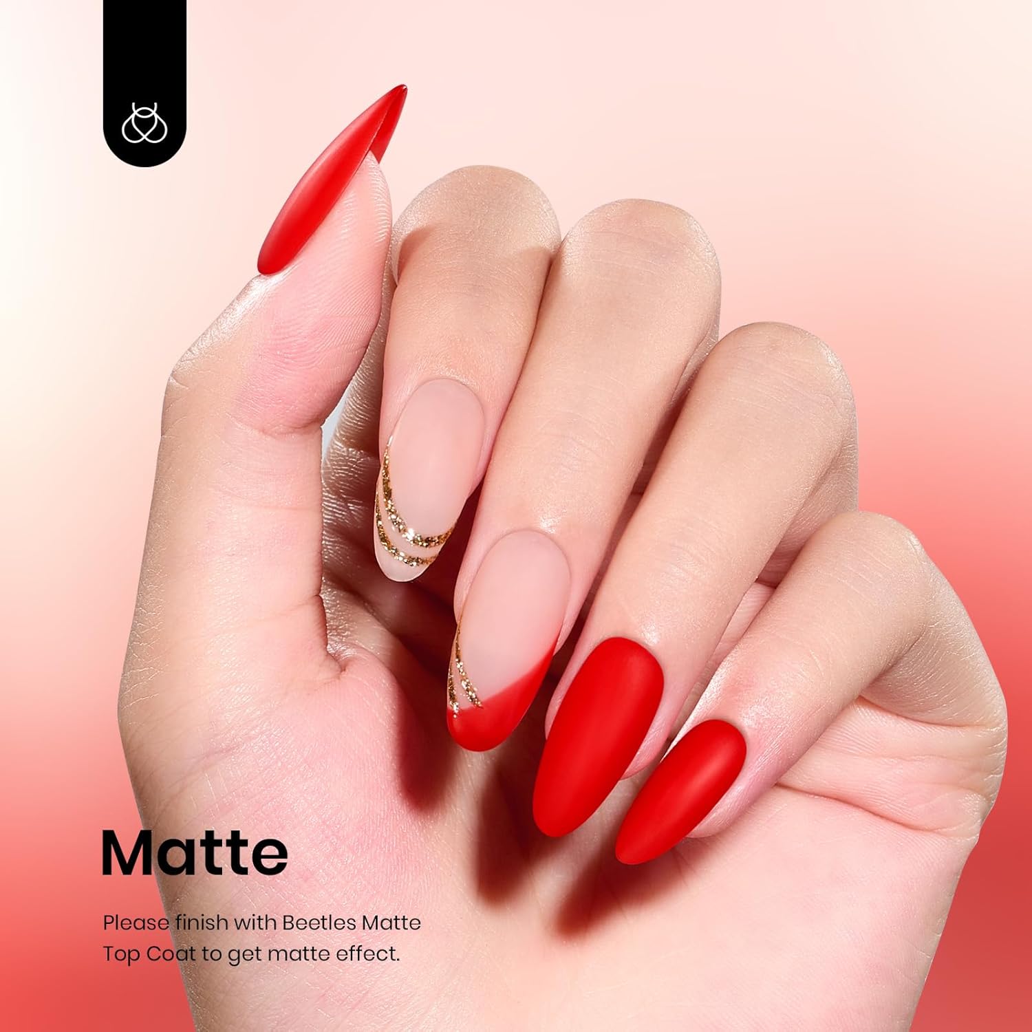 Beetles Red Gel Nail Polish, 1 Pcs 15ml 0.51 FL.OZ Red Color Soak Off U V LED Gel Polish Nail Art Design Manicure Salon DIY Salon - Image 5