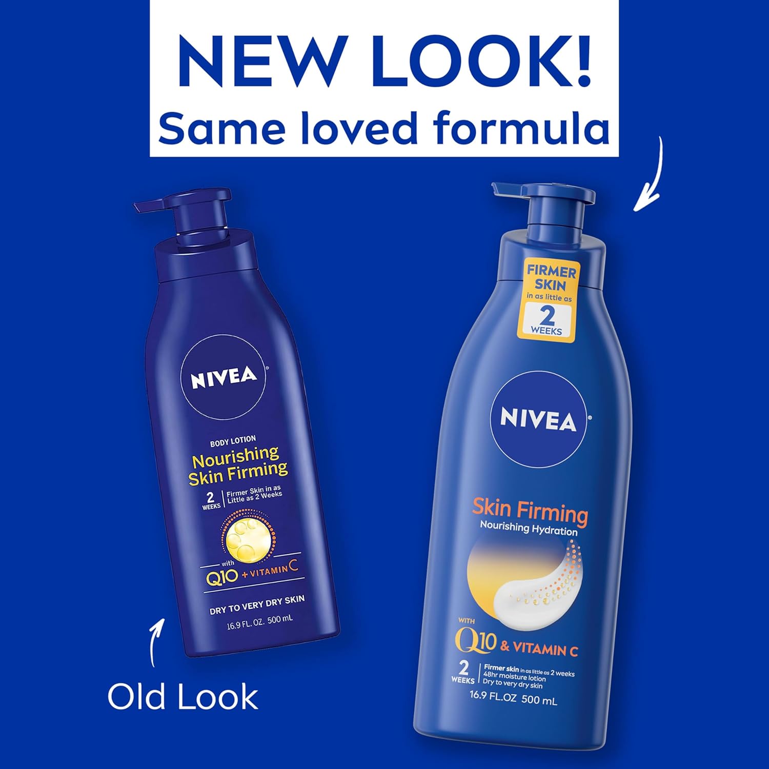 NIVEA Nourishing Hydration Skin Firming Body Lotion with Q10 and Vitamin C, 72-Hour Body Moisturizer for Dry to Very Dry Skin, 16.9 Fl Oz Pump Bottle - Image 2
