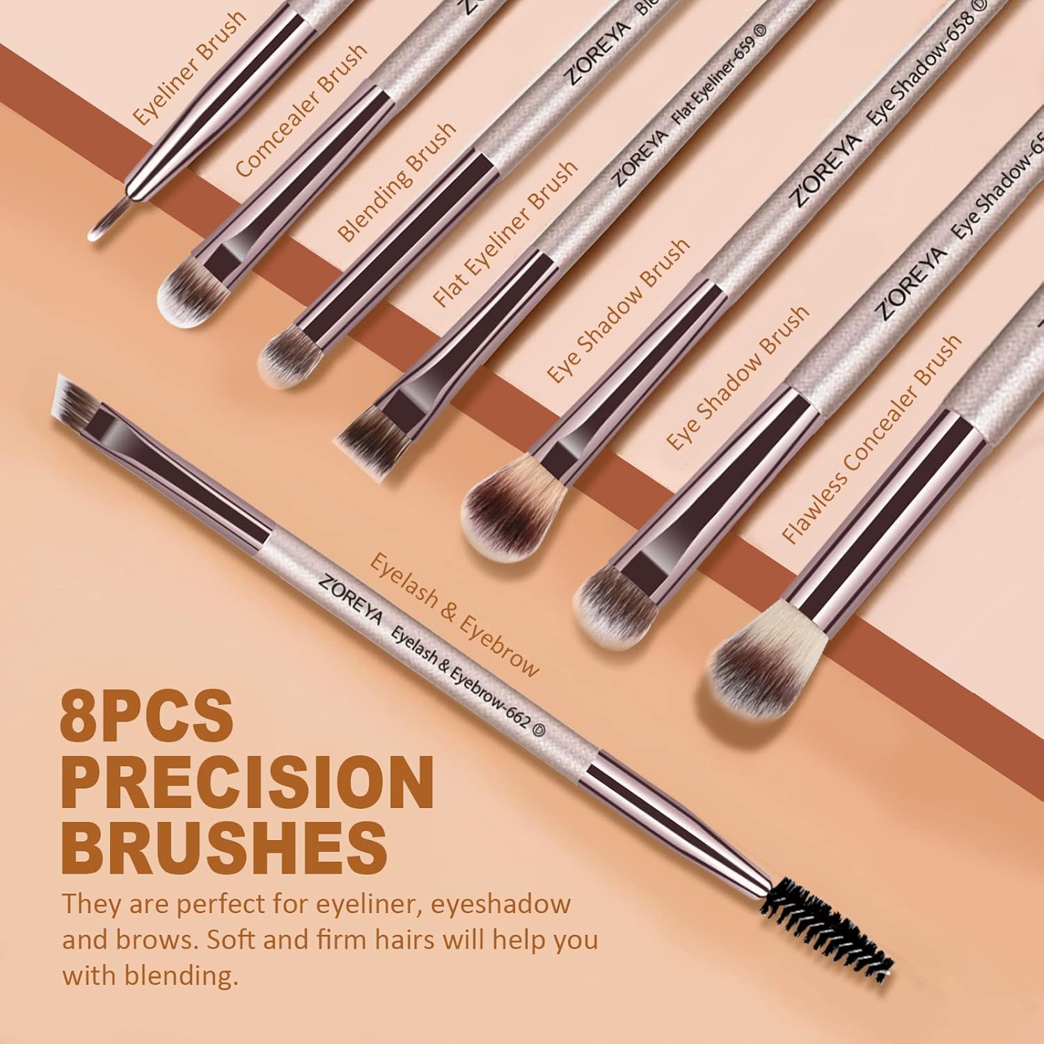 ZOREYA Makeup Brushes, 15 Pcs Professional Premium Synthetic Brush Set, Foundation Concealer Eyeshadow Blush Makeup Brush Set (Champagne Gold) - Image 6