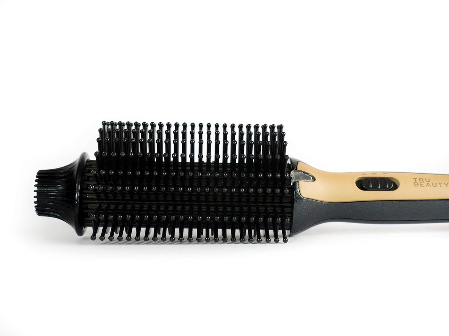 Tru Beauty 2-in-1 Hot Styling Brush, Ionic Tourmaline Barrel, 2 Heat Settings, Swivel Cord - Black/Gold - Image 5