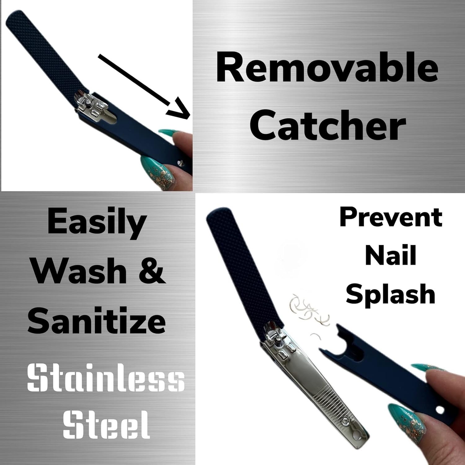 Large Navy Comfort Hold Nail Clippers with Non-Slip Grip and Built-in Catcher for Easy Use - Image 3