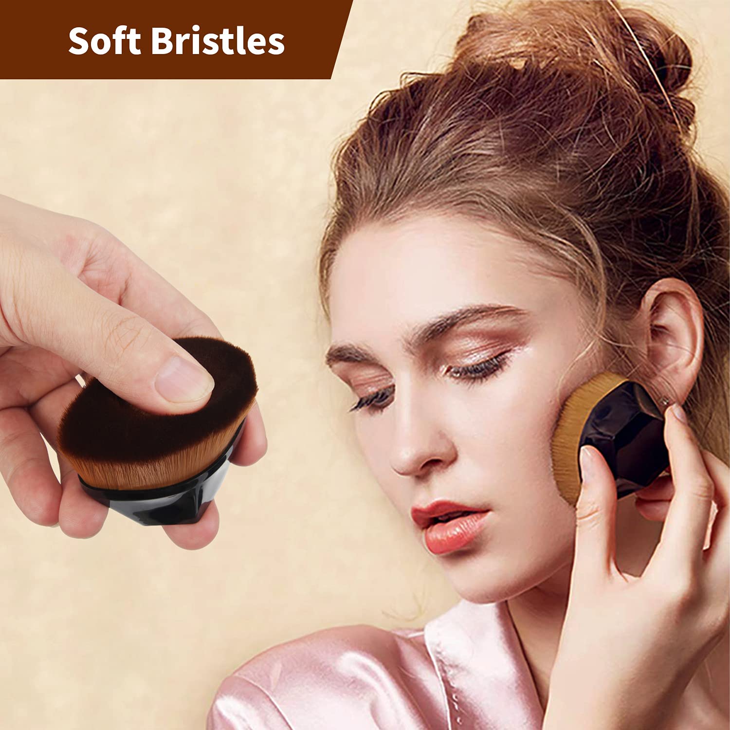 BEAHOT 4 Pack Foundation Makeup Brush - Flat Top Travel Kabuki Brush for Blending Liquid, Cream or Flawless Powder Cosmetics with Protective Case - Image 4