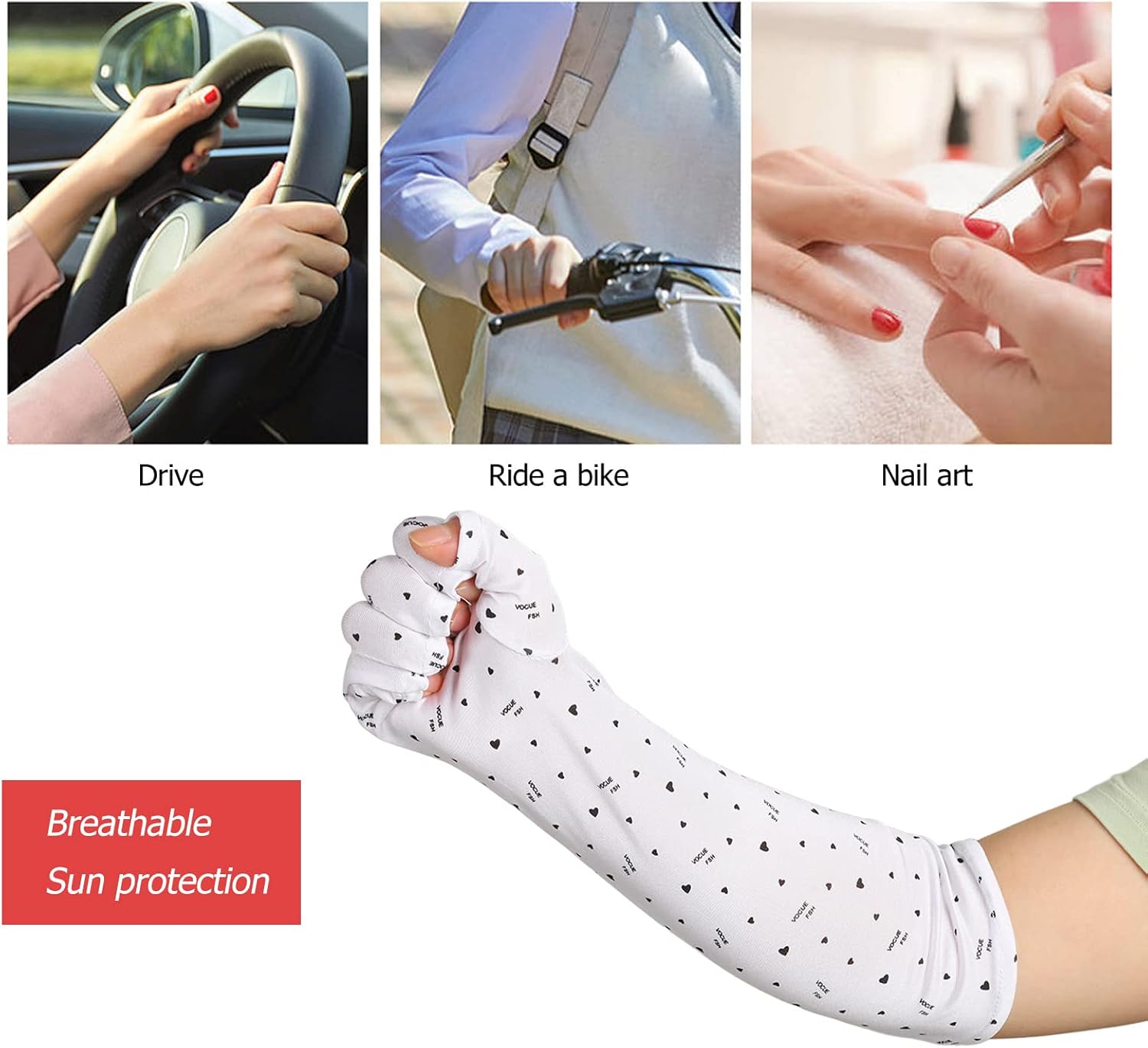 3 Pairs Gloves, Manicure Gloves with Cute Heart Shaped Pattern, Fingerless Nail Art Gloves for Nail Gel Dryer, Outdoor Gloves for Women and Girls - Image 6
