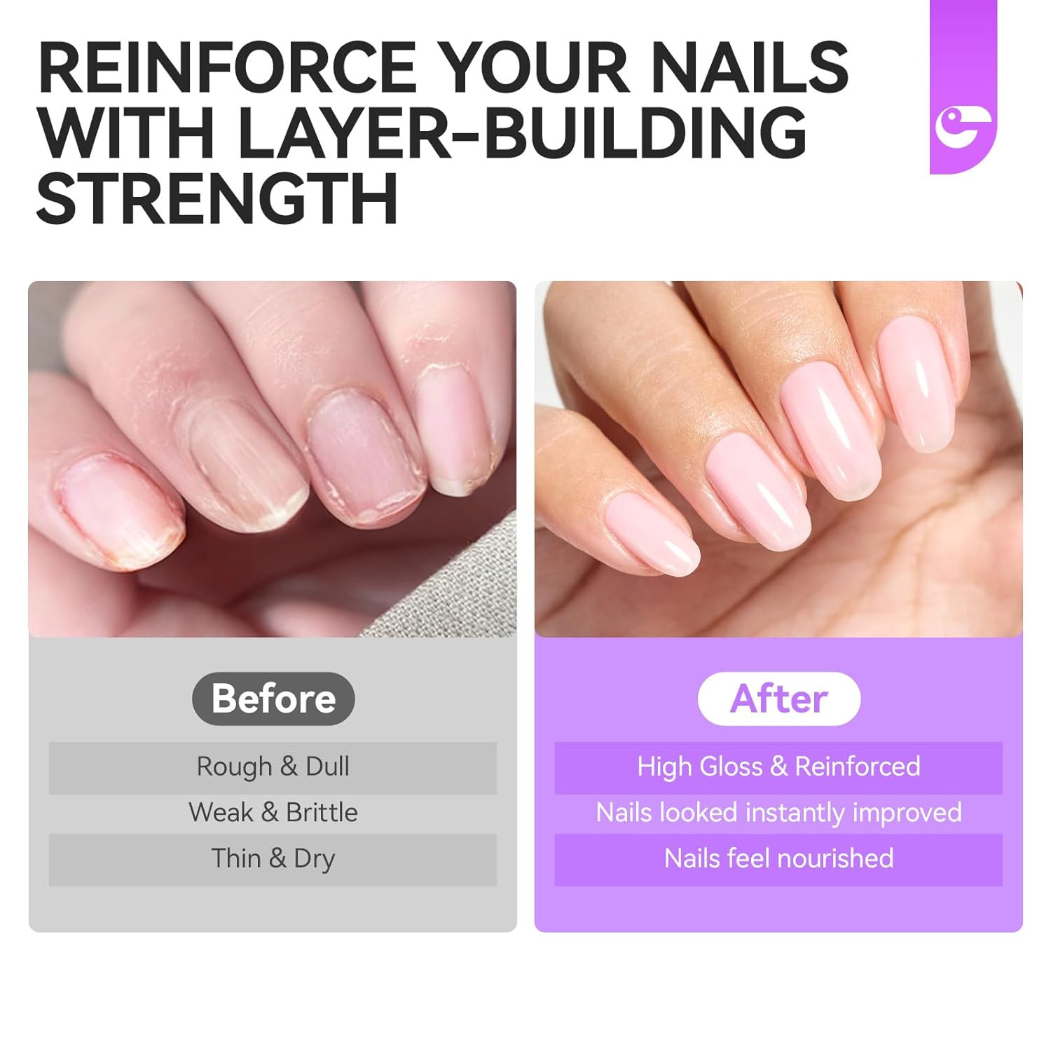 Gelike EC Nail Hardener & Strengthener: Milky Pink Ridge Filler, Nail Repair for Damaged Nails, Growth Treatment for Thin Nails, Extra Strong Polish - Natural, Vegan, Cruelty Free for Daily Home Salon - Image 6
