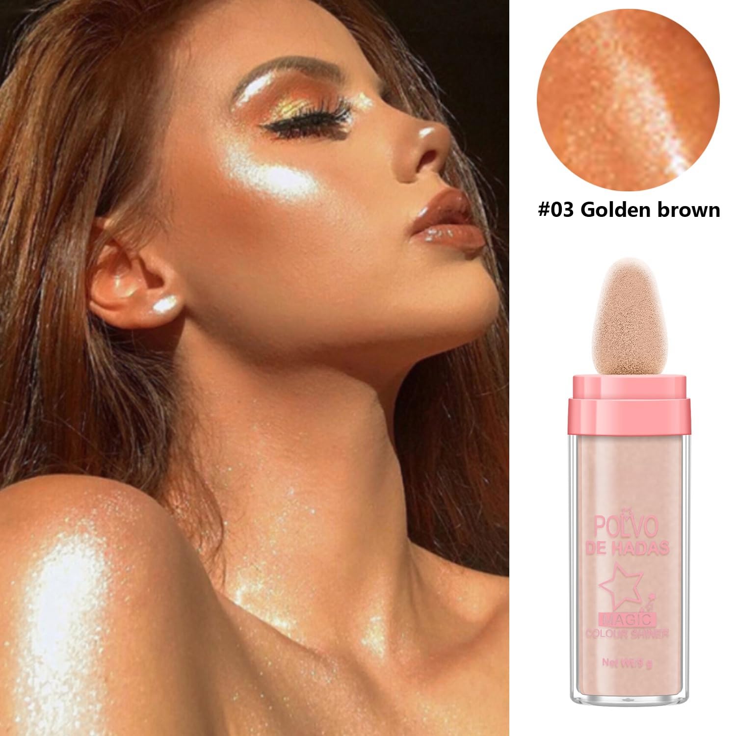 URQT 4 Color Polvo De Hadas Fairy Dust Highlight Patting - Full Body Contouring and Clavicle Pearlescent Patting Powder for Face and Eye, Christmas Sparkling Body Glitter (4 Pack) - Image 8