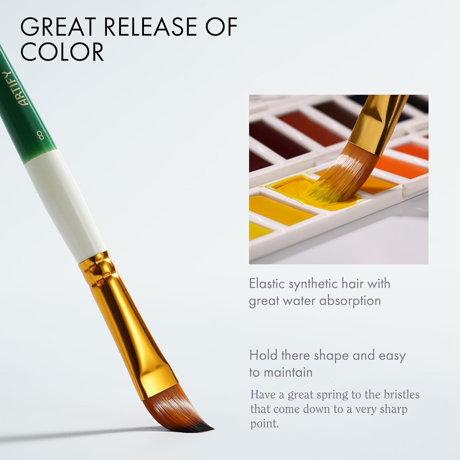 ARTIFY Paint Brushes for Acrylic Painting, 15 Pcs 2024 New Painting Supplies, Artist Paint Brush Set for Watercolor, Oil and Gouache Painting, Green - Image 4