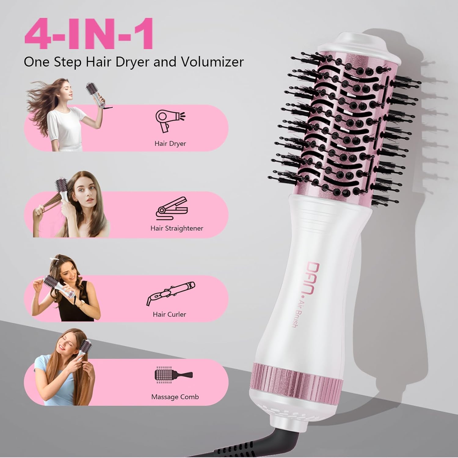 Dual Voltage 4 in 1 Hair Dryer Brush Styler Volumizer Small Travel Use - Image 3