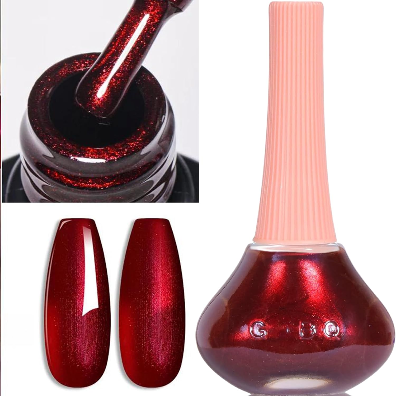Pearl Gel Nail Polish - Quick Air Dry Wine Red, Burgundy, Long Wearing, Dark Red for Women & Girls - 12ML - Image 4