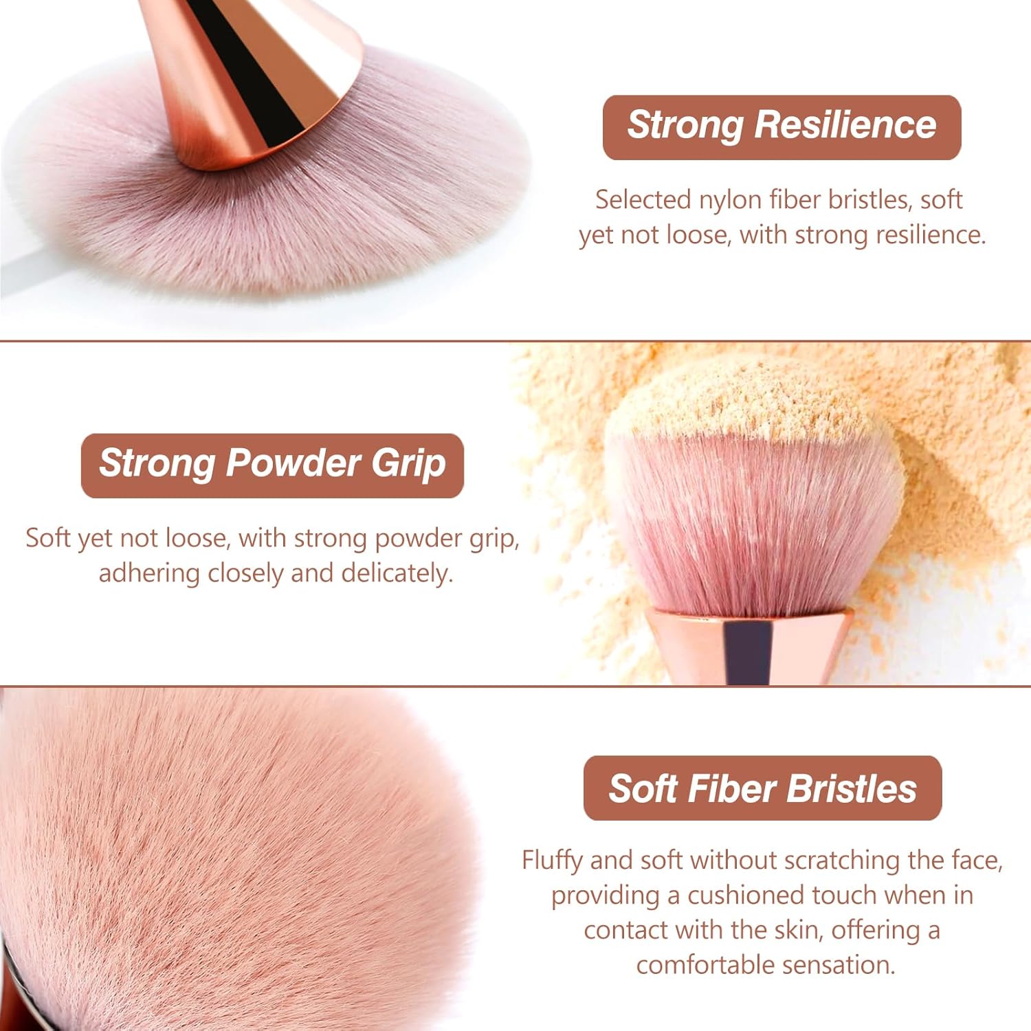 Super Large Mineral Powder Brush Set - Grade Color, 2 Pcs Bronzer Makeup Brush & Soft Fluffy Foundation Brush - Image 4