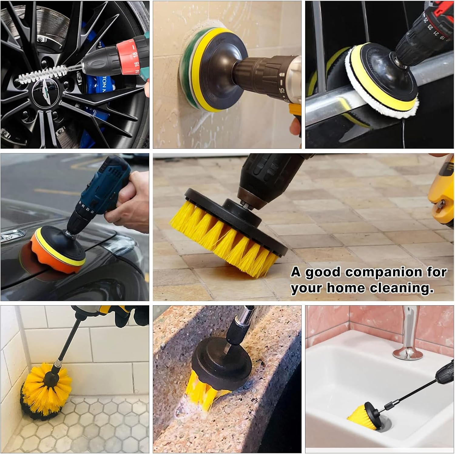 48 Pcs Drill Brush Attachments Set, Scrub Pads & Sponge & Wire Brush for Drill, Power Scrubber Brush with Extend Long Attachment, Drill Scrubber Brush Kit for Bathroom, Floor, Car, Grout - Image 4