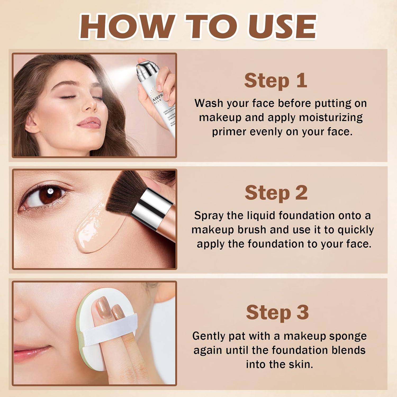 Magic Minerals Airbrush Foundation and Makeup Primer for Face,Full Coverage Foundation for Mature Skin,Moisturizing Airbrush Makeup (02 Beige) - Image 6