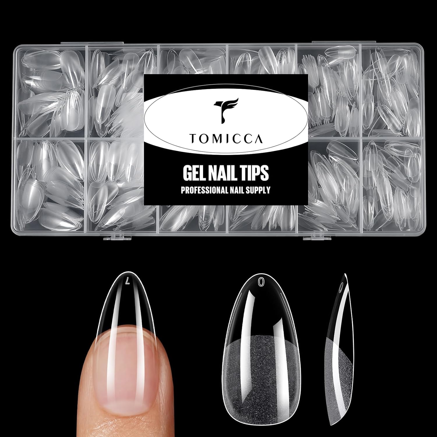 TOMICCA Clear Nail Tips Acrylic Nails 240Pcs Fake nails Medium Almond Nail Tips Pre-shape Gel Nails for Nail Extension False Nail Tips 12 Sizes - Image 9