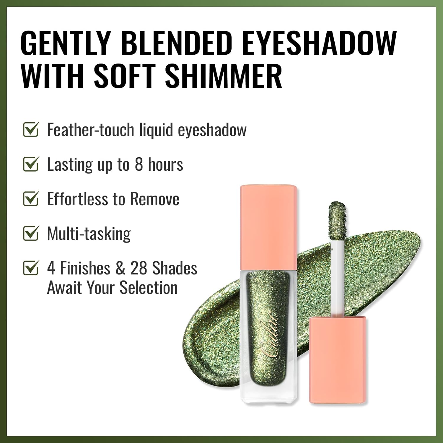 Oulac Liquid Glitter Eyeshadow Liquid Eyeshadow Green Eyeshadow Liquid Eyeliner Sparkle Glitter Eye Make up| Smooth Shimmer Eyeshadow| Vegan& Cruelty-Free, 5.4g (20) - Image 3