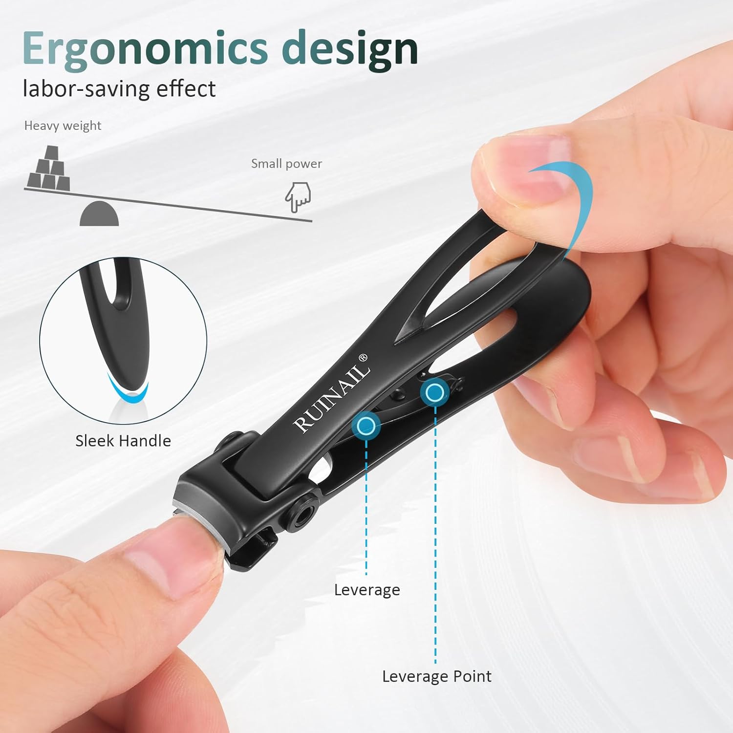 Nail Clippers for Thick Toenails 17mm Extra Wide Jaw Opening Nail Clippers Large Toenail Fingernail Nail Clipper Nail Cutter with File Tin Boxed for Men Women Seniors (Black) - Image 3