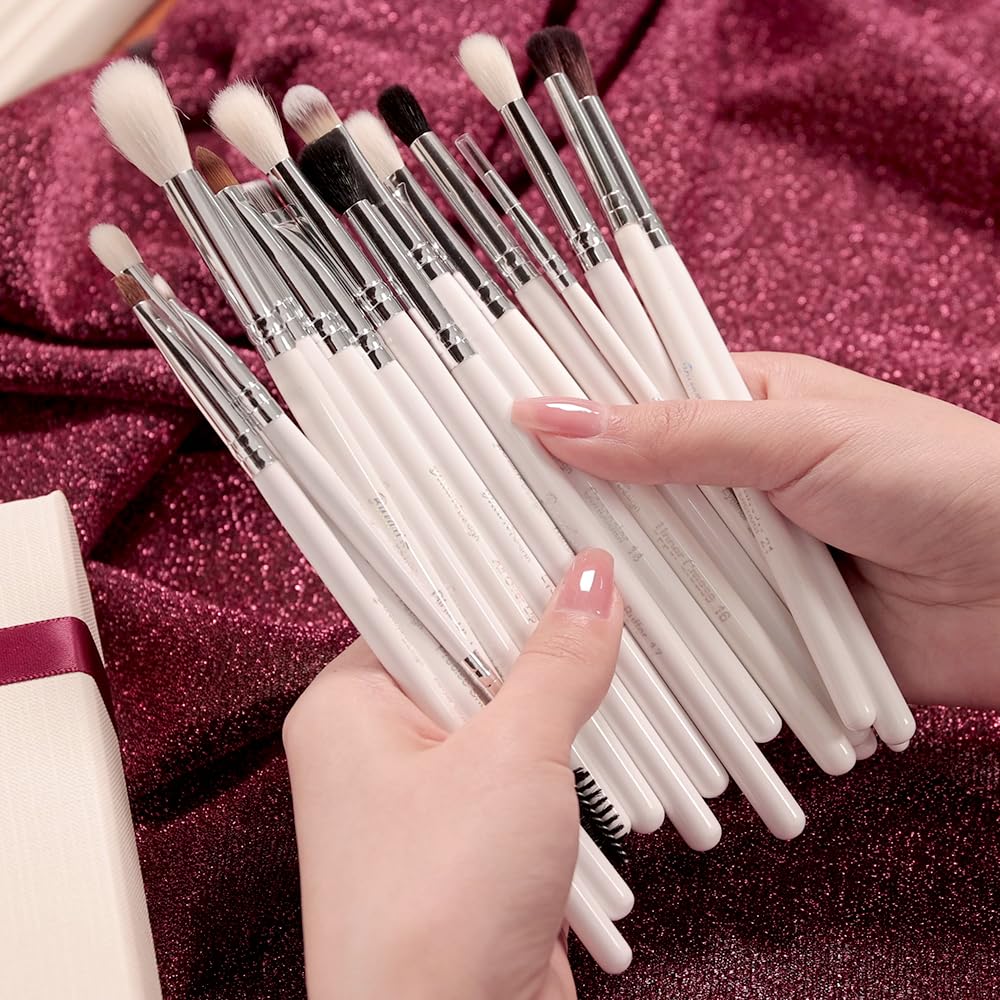 Bueart Design 16Pcs Essentials Pro Grade Makeup Brush Set For Eye Eyeshadow Blending,Brows,Liner, With Natural Hair, Premium Goat and Pony Hair - Image 5