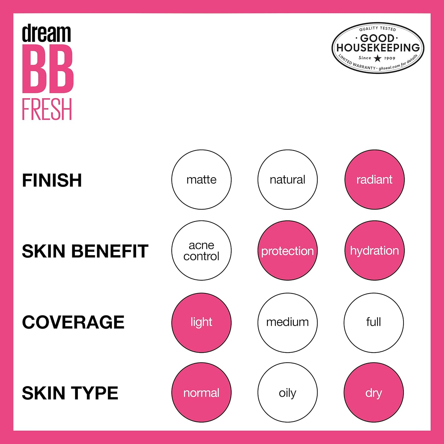 Maybelline Dream Fresh Skin Hydrating BB cream, 8-in-1 Skin Perfecting Beauty Balm with Broad Spectrum SPF 30, Sheer Tint Coverage, Oil-Free, Light/Medium, 1 Fl Oz - Image 7